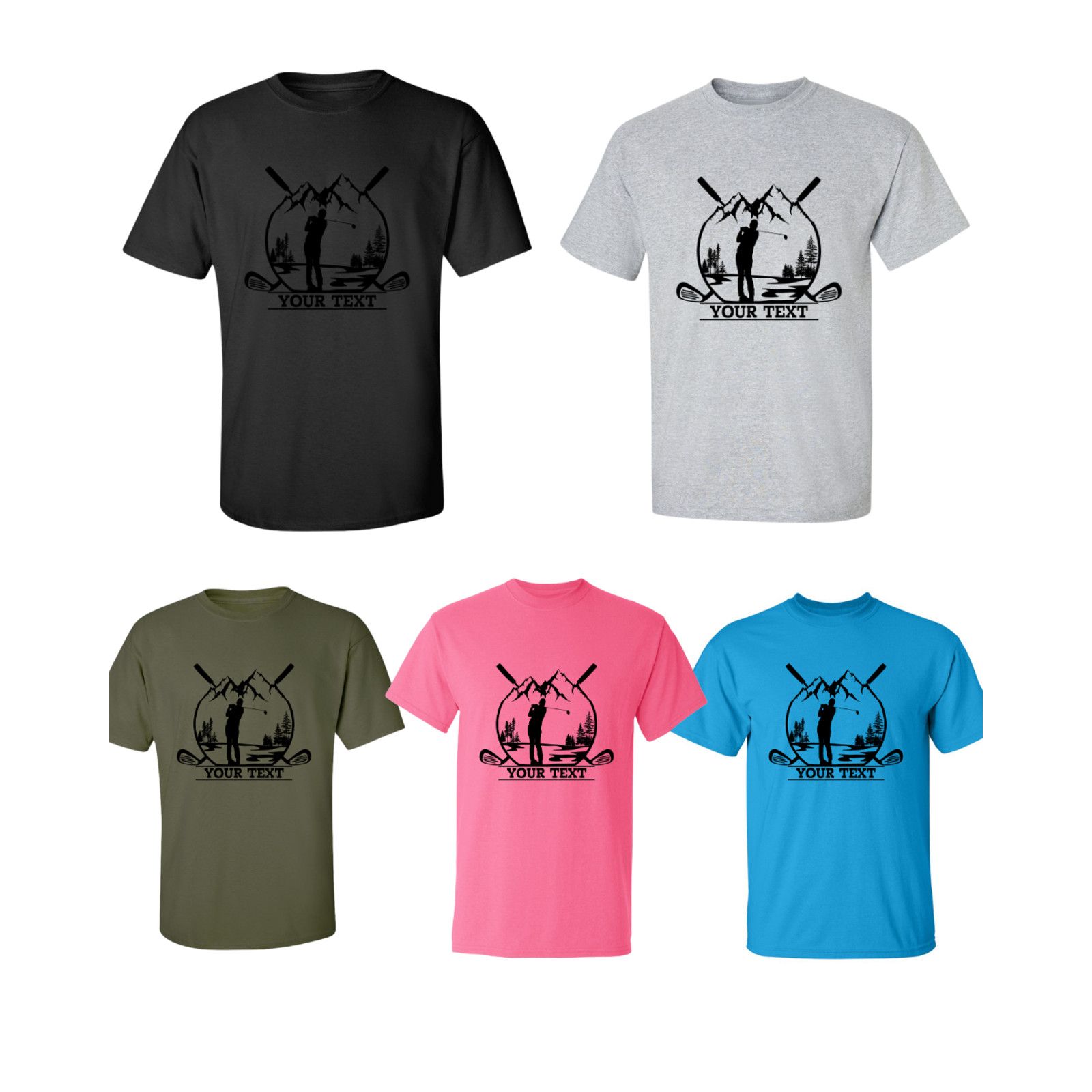 Gildan Personalized Golfer in Nature Scenery Custom Text T-Shirt Size US L / EU 52-54 / 3 - 3 Thumbnail