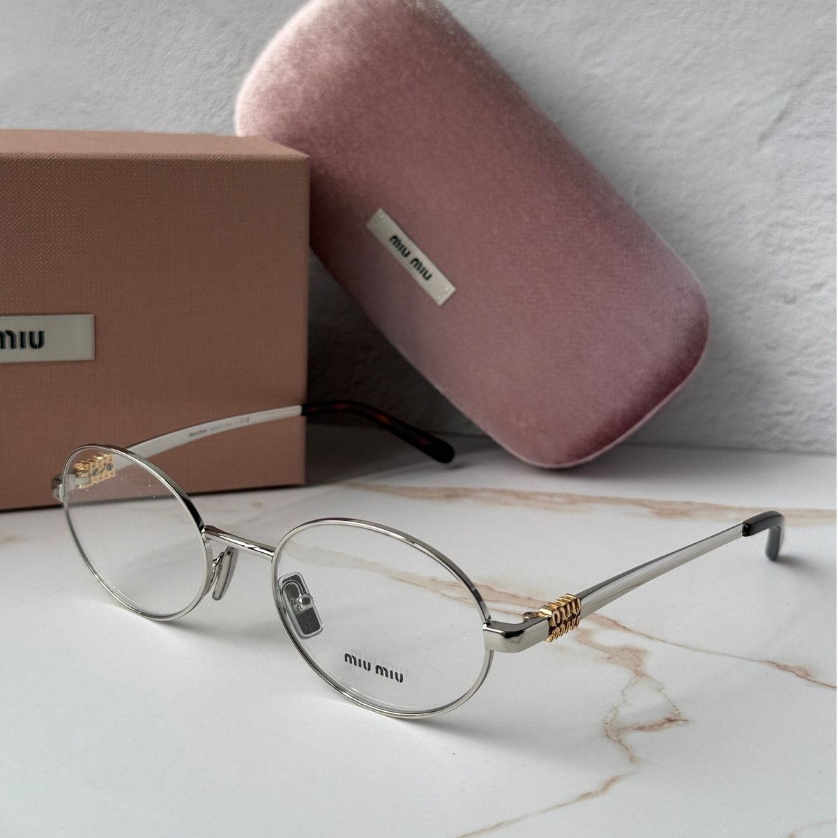 Miu Miu NEW Miu Miu M50ZV Silver Oval Metal Eyeglasses Frames Size ONE SIZE - 1 Thumbnail