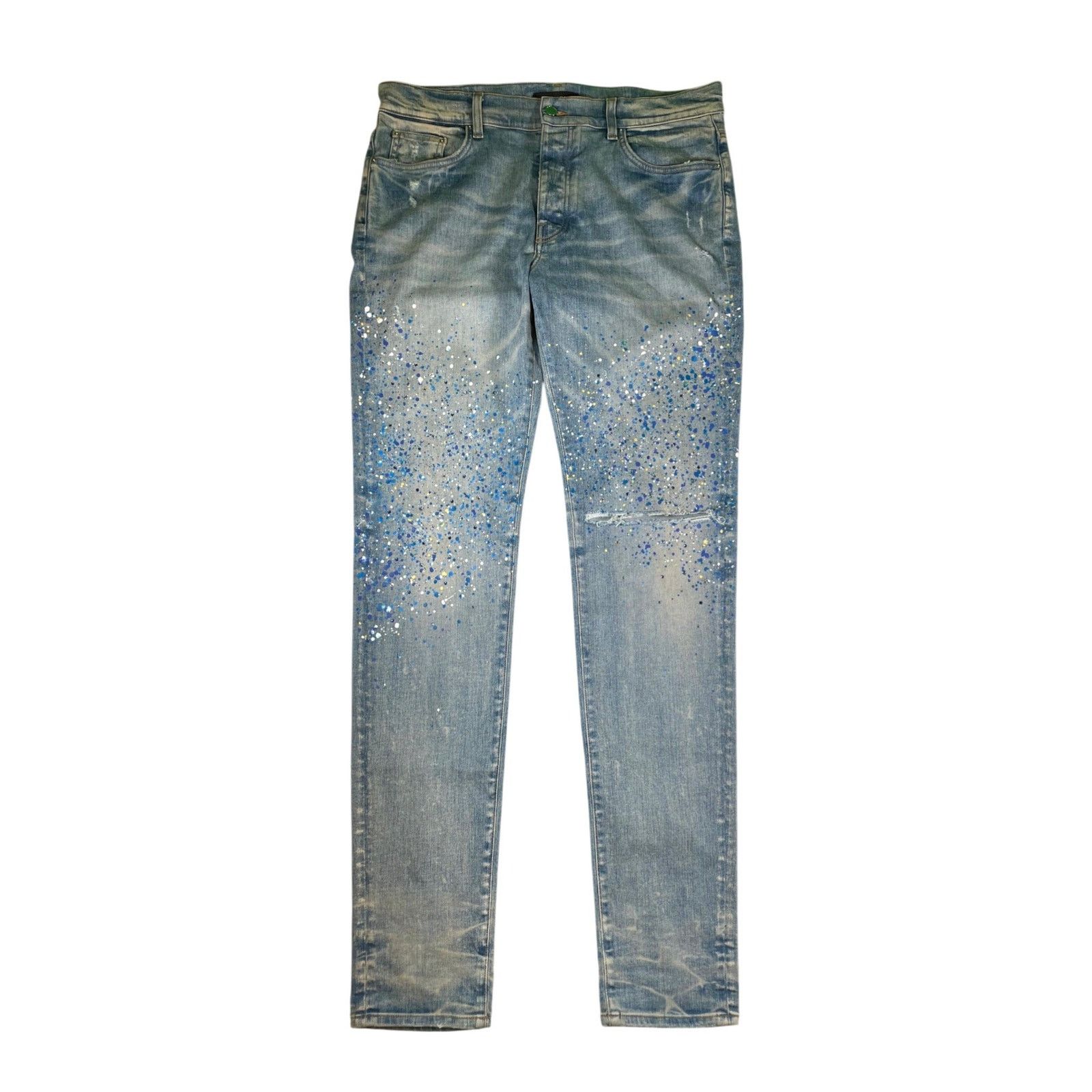 Amiri Amiri Crystal Splatter Light Wash Jeans Size US 36 / EU 52 - 1 Thumbnail