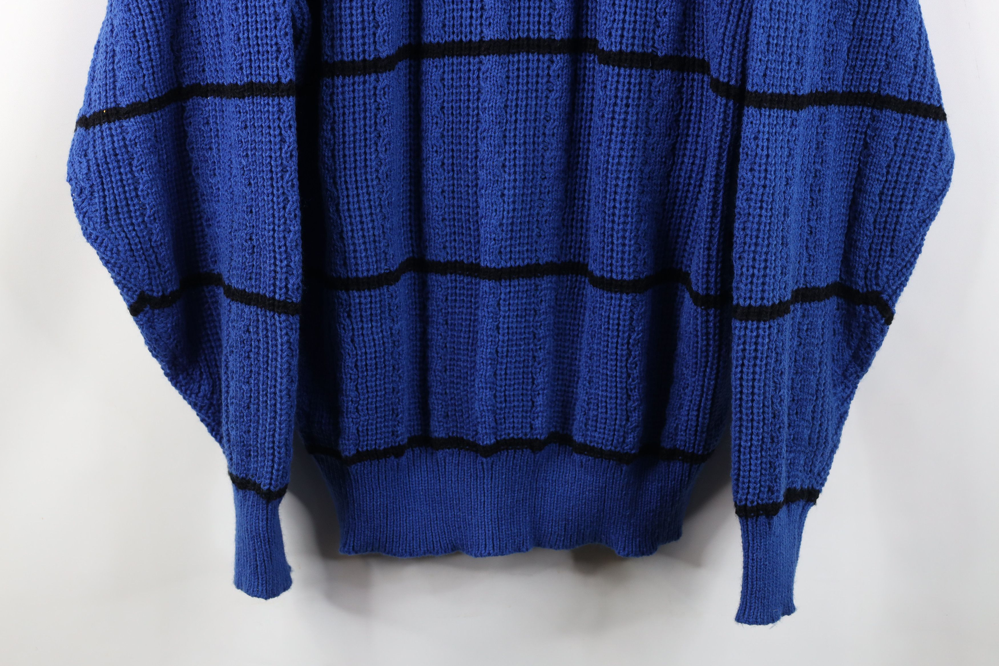 Vintage Vintage 90s Streetwear Ribbed Chunky Cable Knit Sweater Blue Size US L / EU 52-54 / 3 - 3 Thumbnail
