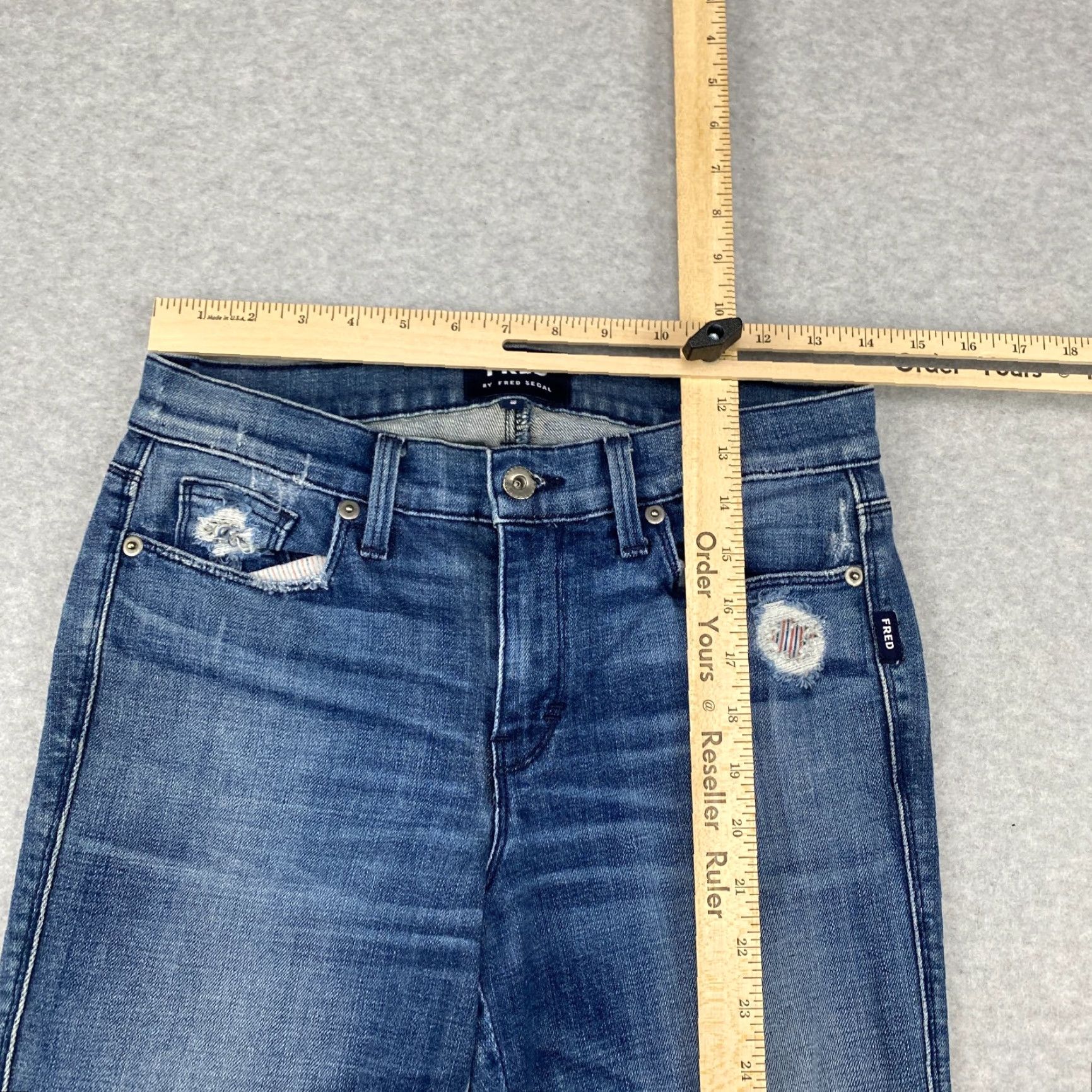 Fred Segal Fred Segal Jeans Womens Blue Skinny Distressed Ripped Denim USA Made 28 Size 28" / US 6 / IT 42 - 4 Thumbnail