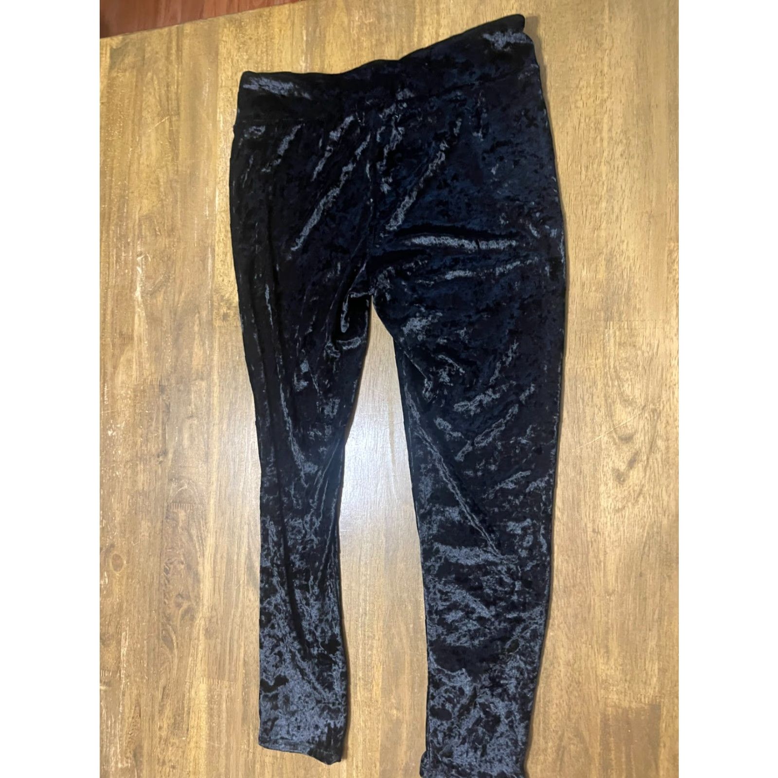Vintage No Comment Pants Women's XL Black Leggings Velvet Casual Fall Spring Summer Velvet Leggings Ankle Inseam 26 in Black Womens Size 40" / US 18 - 2 Thumbnail