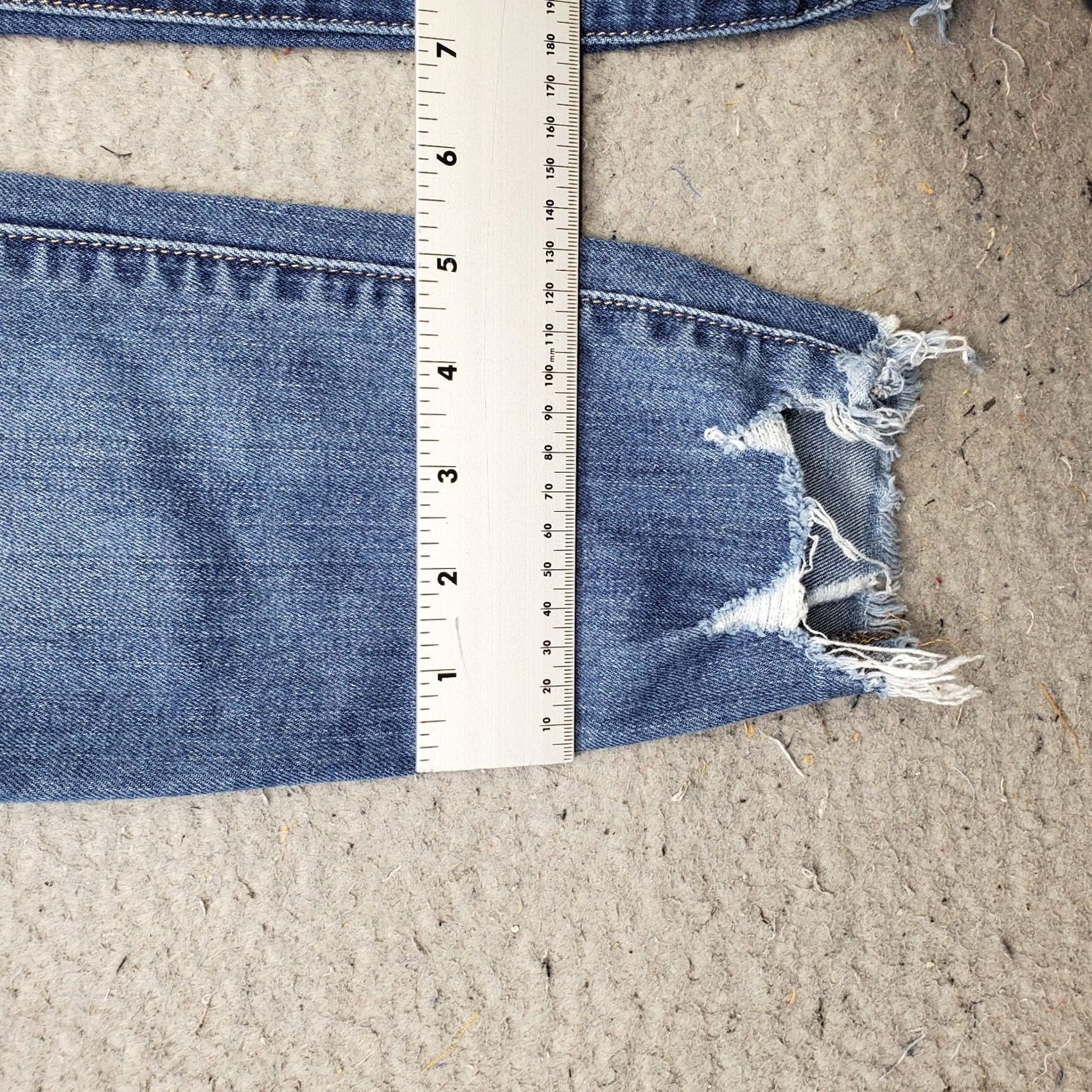 Vintage Flying Monkey Jeans Women 26 Blue Denim Stretch Boho Raw Hem Distressed Made USA Jeans Size 26" / US 2 / IT 38 - 5 Thumbnail
