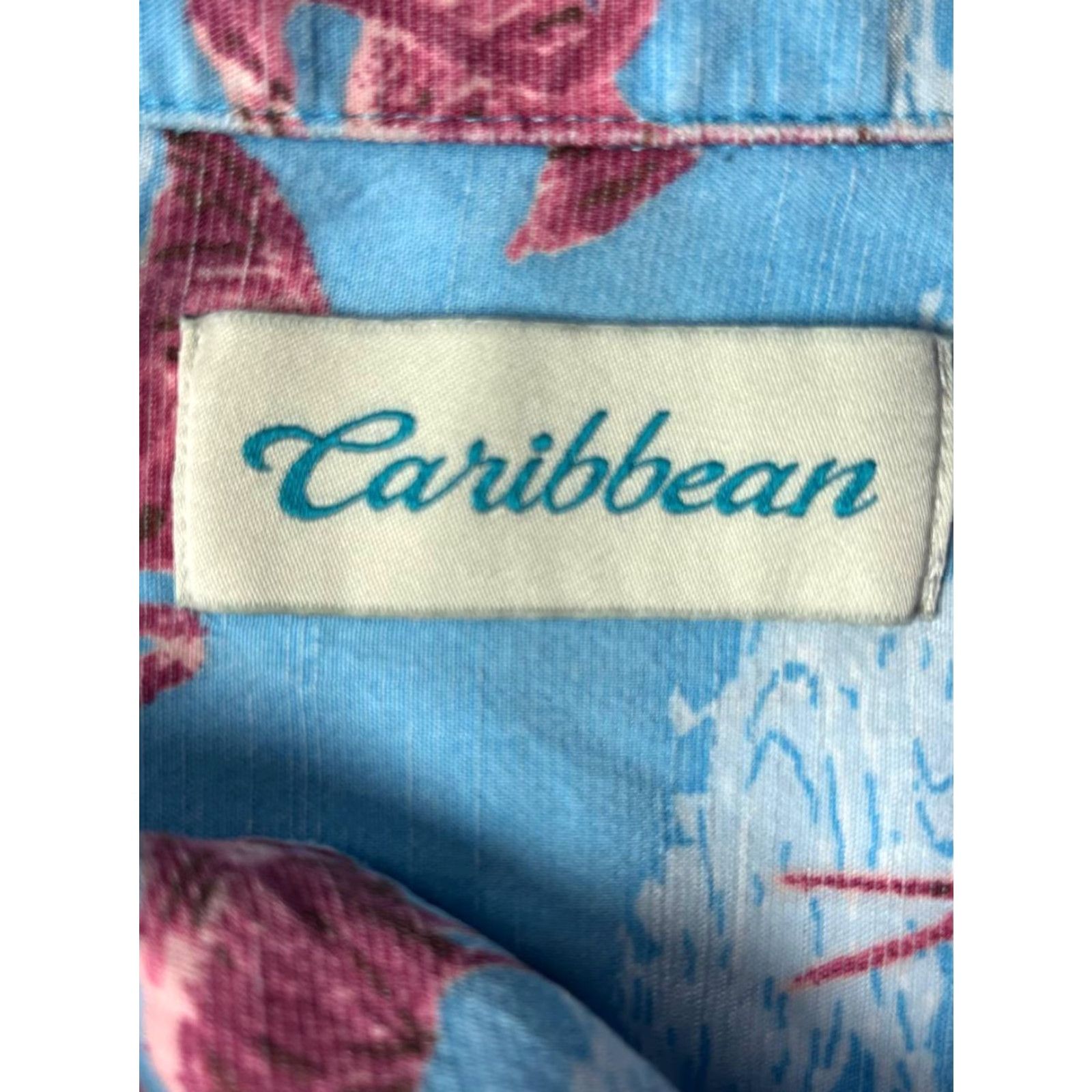 Vintage caribbean Button-Up Shirt Men M Blue Palm Trees Sailboats Hawaiian Short Sleeve Size US M / EU 48-50 / 2 - 5 Thumbnail