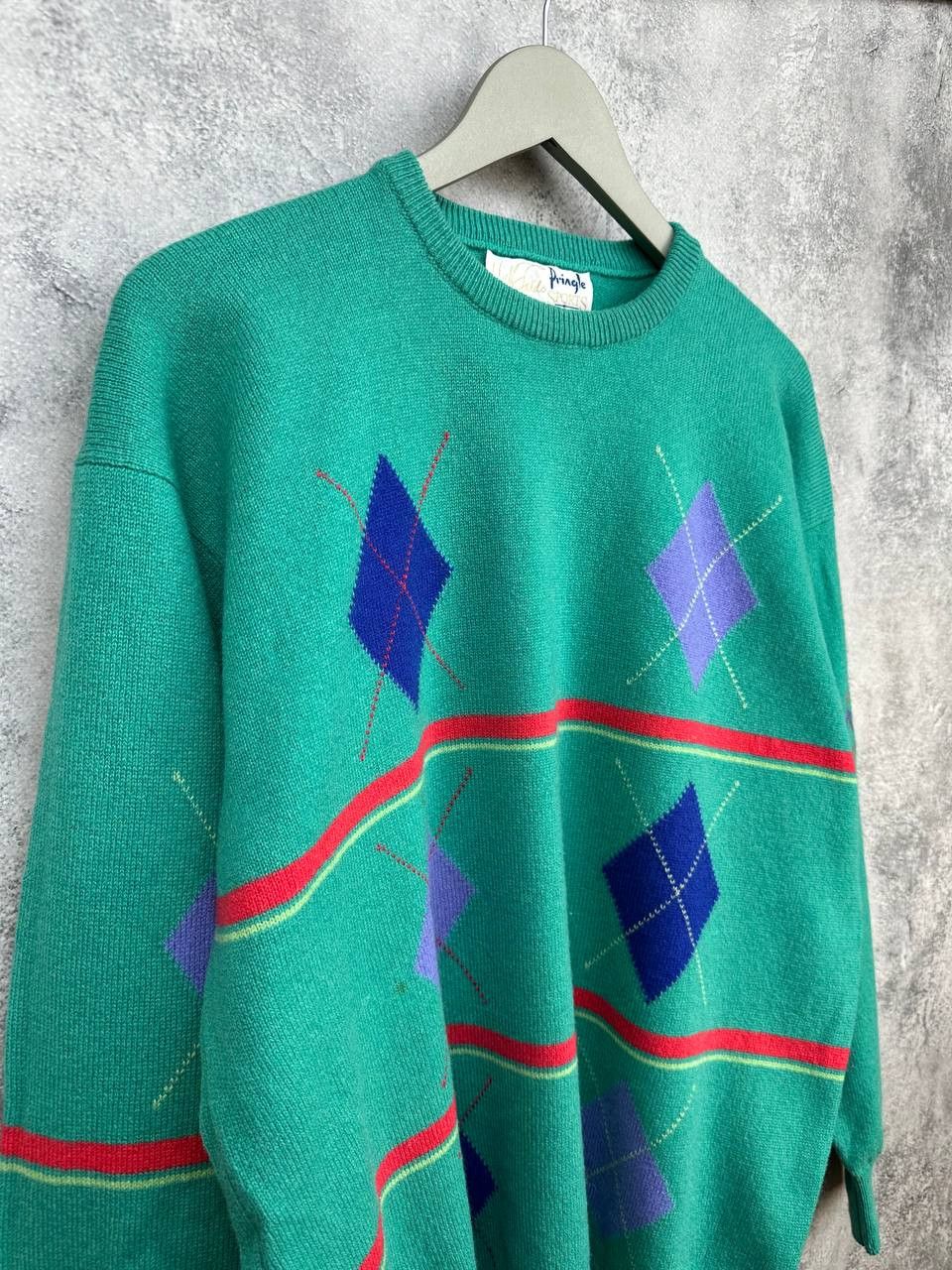 Pringle Of Scotland Pringle of Scotland Argyle Stripe Crew Wool Sweater Mentol Size US L / EU 52-54 / 3 - 3 Thumbnail