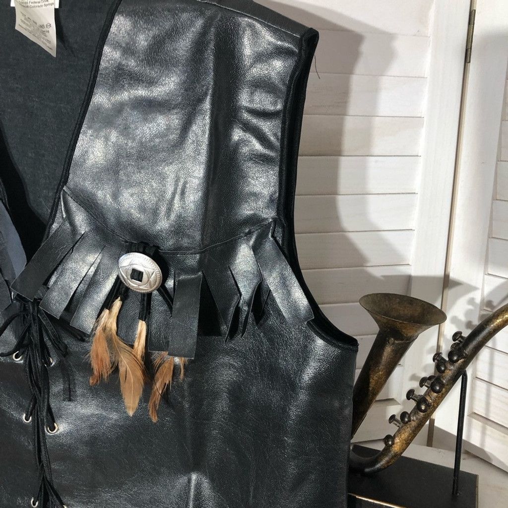 Vintage Frontier sheriff Halloween costume leather vest man’s sz L Size US L / EU 52-54 / 3 - 5 Thumbnail