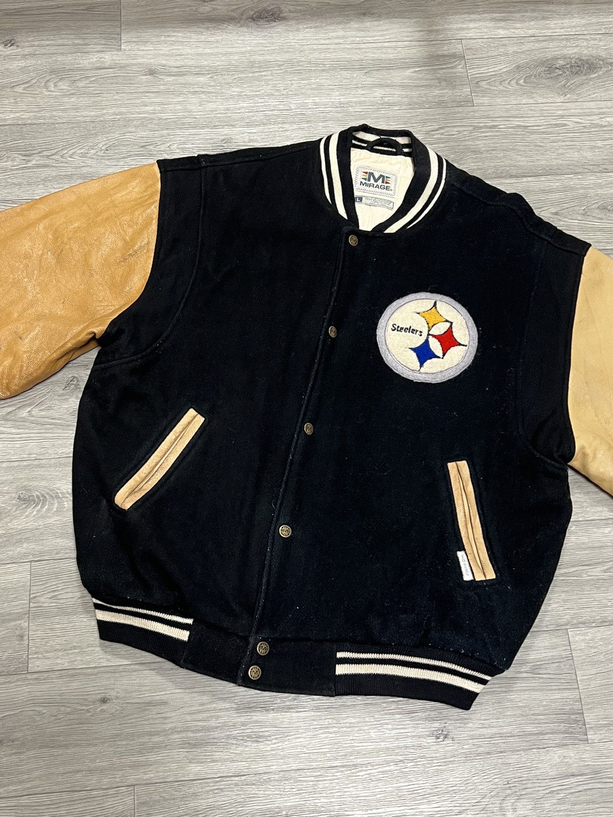 NFL Throwback Pittsburgh Steelers NFL 1995 bomber leather jacket Size US L / EU 52-54 / 3 - 2 Thumbnail