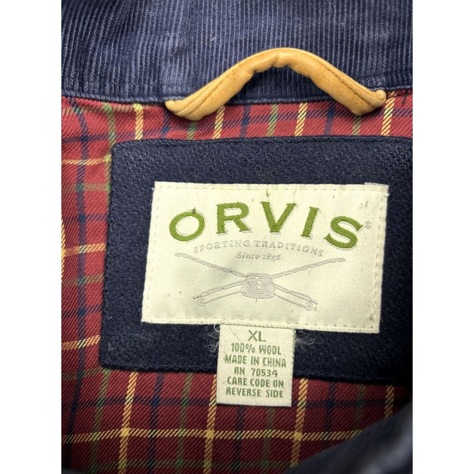 Orvis Orvis Jacket Mens XL Blue Wool Bomber Full Zip Pockets Lined Stand-Up Collar Holiday Plaid Interior Casual Workwear Size US XL / EU 56 / 4 - 2 Thumbnail