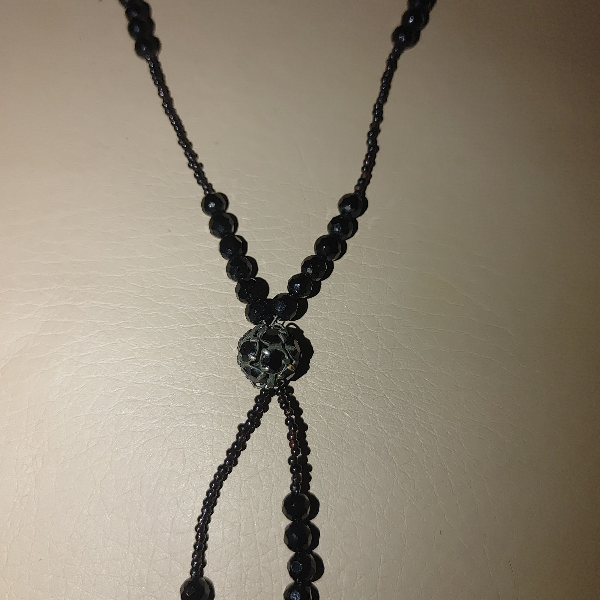 Other 925 Tassels Black Faceted Beaded Necklace Mourning Vintage V Size ONE SIZE - 14 Thumbnail