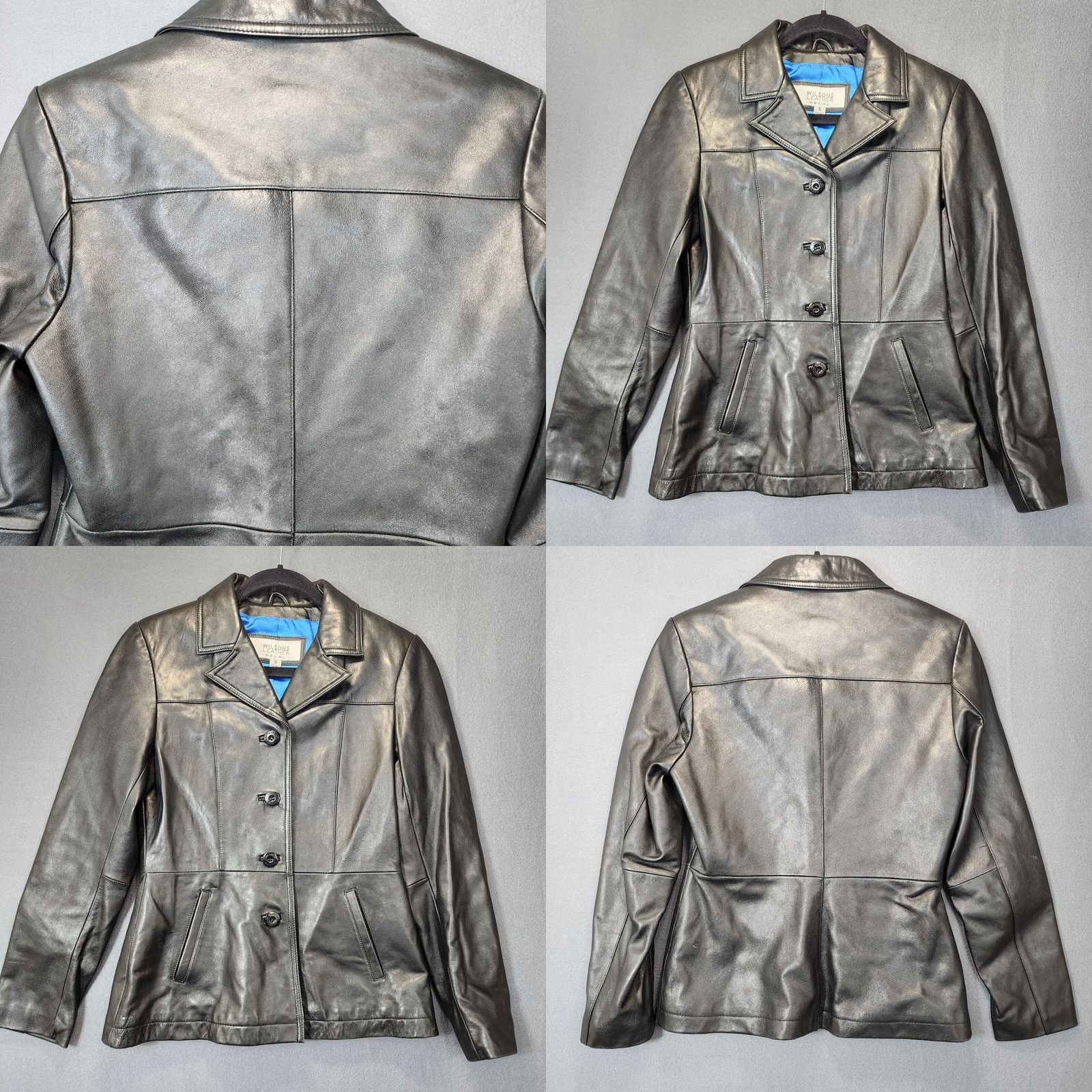 Vintage Wilsons Leather Maxima Womens S Black Biker Jacket Mid-Length Leather Moto City FLAWS Size S / US 4 / IT 40 - 9 Thumbnail