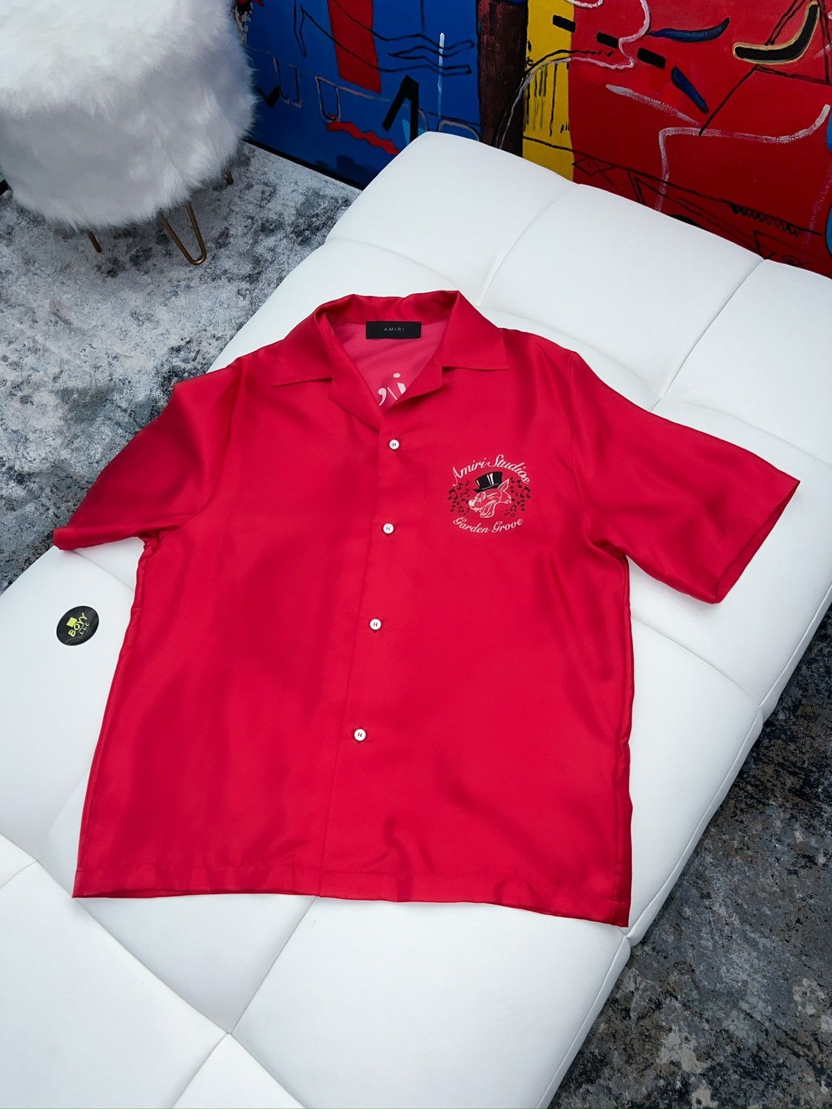 Amiri Amiri red logo silk shirt Size US M / EU 48-50 / 2 - 2 Thumbnail