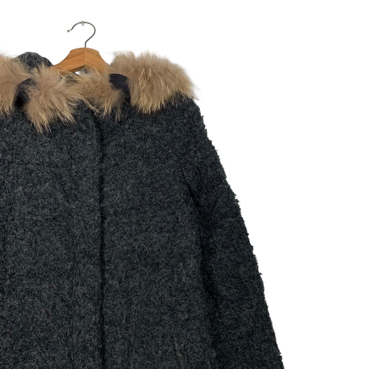 Japanese Brand GALCONINA Racoon Fur Hoodie Wool Jacket #2291-C102 Size S / US 4 / IT 40 - 5 Thumbnail