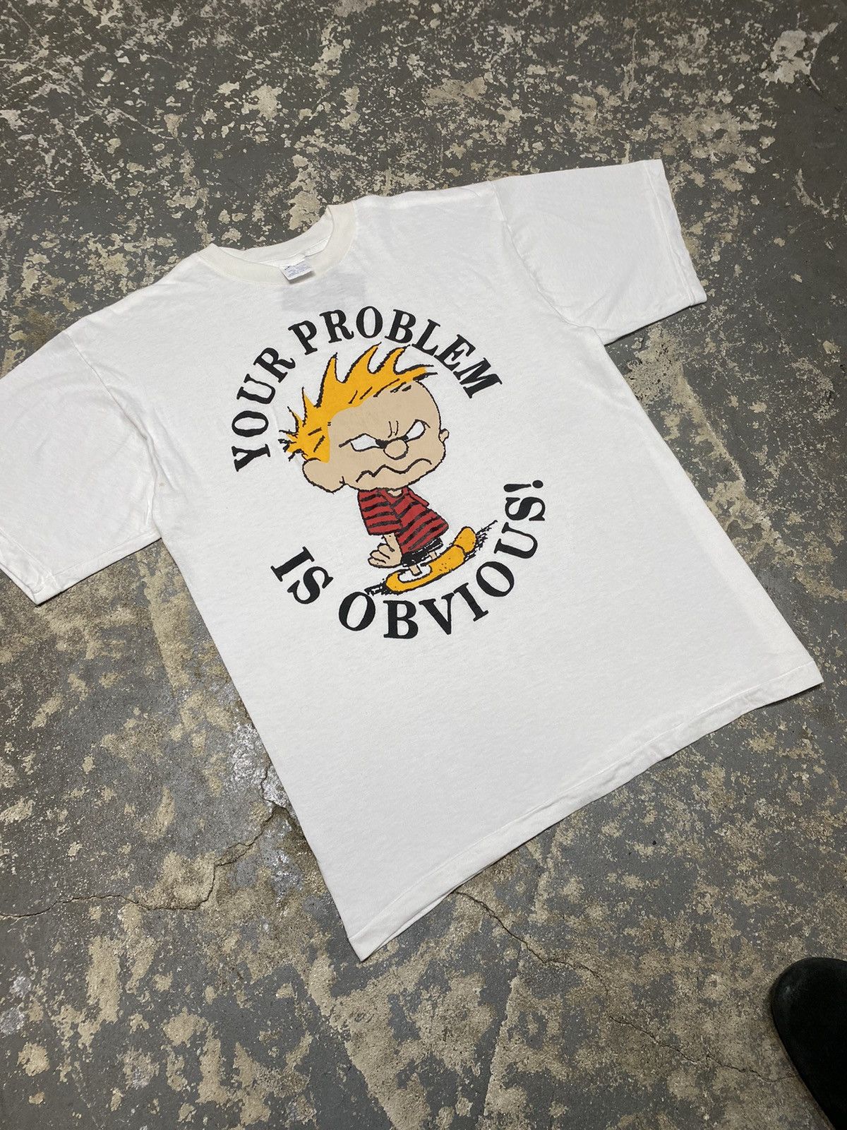 Japanese Brand × Vintage Vintage Calvin And Hobbes Your Problem Is Obvious 90s Tshirt Size US L / EU 52-54 / 3 - 7 Thumbnail
