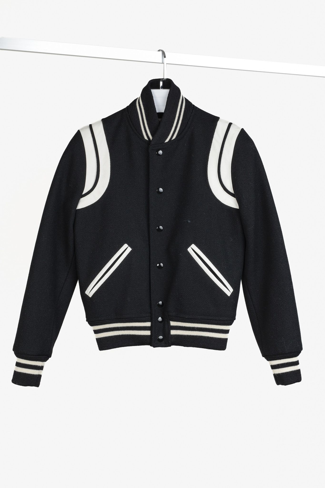 Yves Saint Laurent Saint Laurent Teddy Varsity Black White Jacket Size S / US 4 / IT 40 - 1 Thumbnail