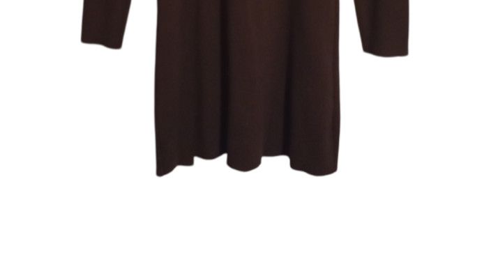 One Piece Long Sleeve Brown Knit Dress with Zipper Front Neck Area Size L / US 10 / IT 46 - 2 Thumbnail
