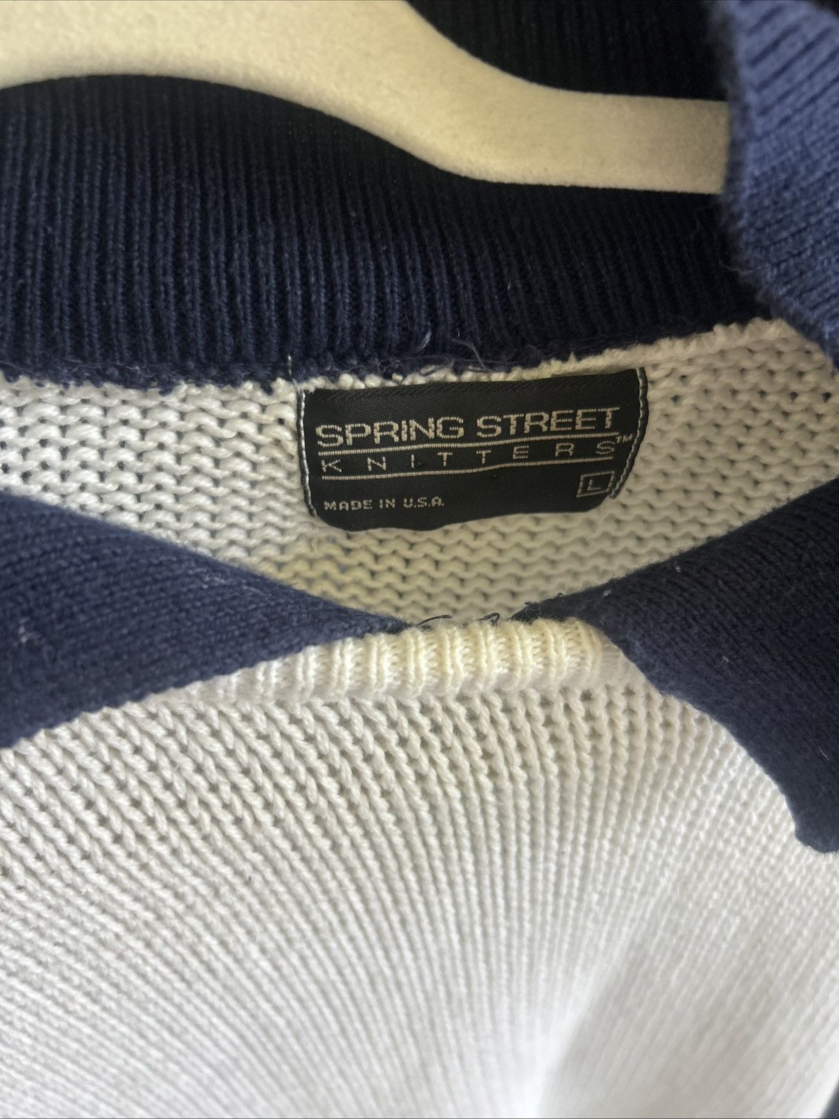 Vintage White polo knitted sweater Size US L / EU 52-54 / 3 - 3 Thumbnail
