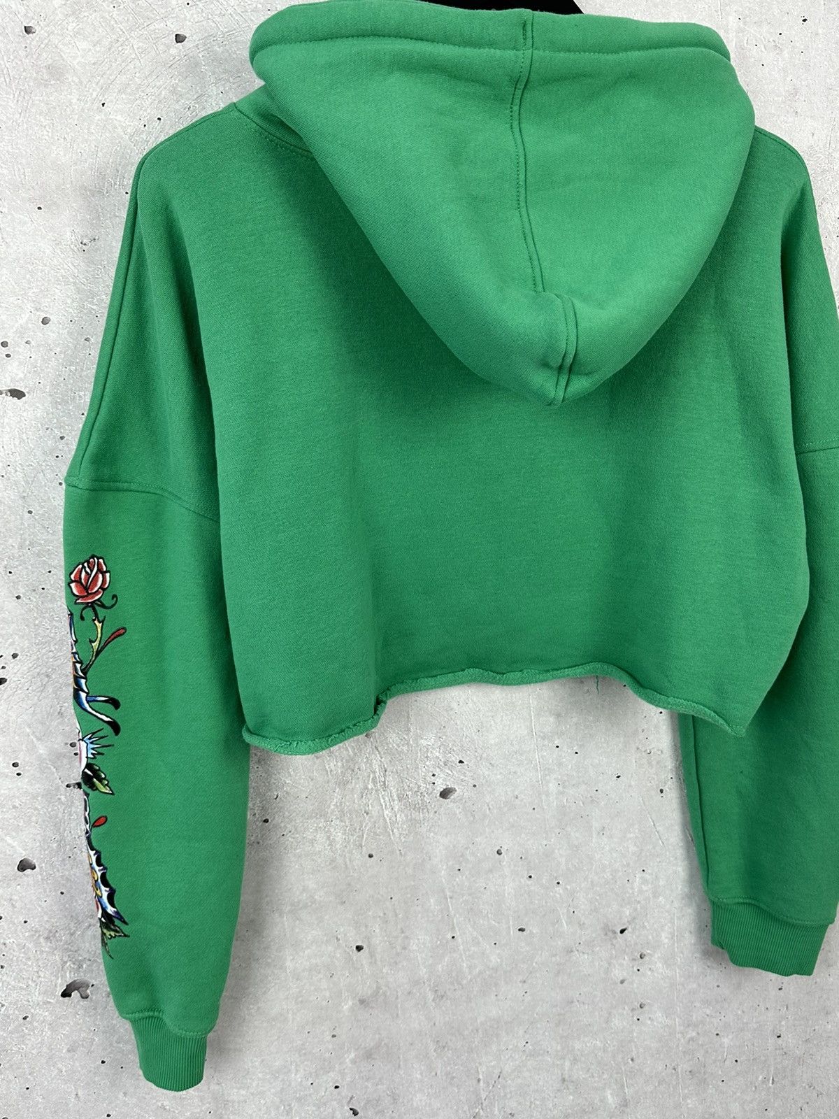 Ed Hardy Ed Hardy Missguided Green Cropped Logo Cotton Women’s Hoodie Size L / US 10 / IT 46 - 7 Thumbnail