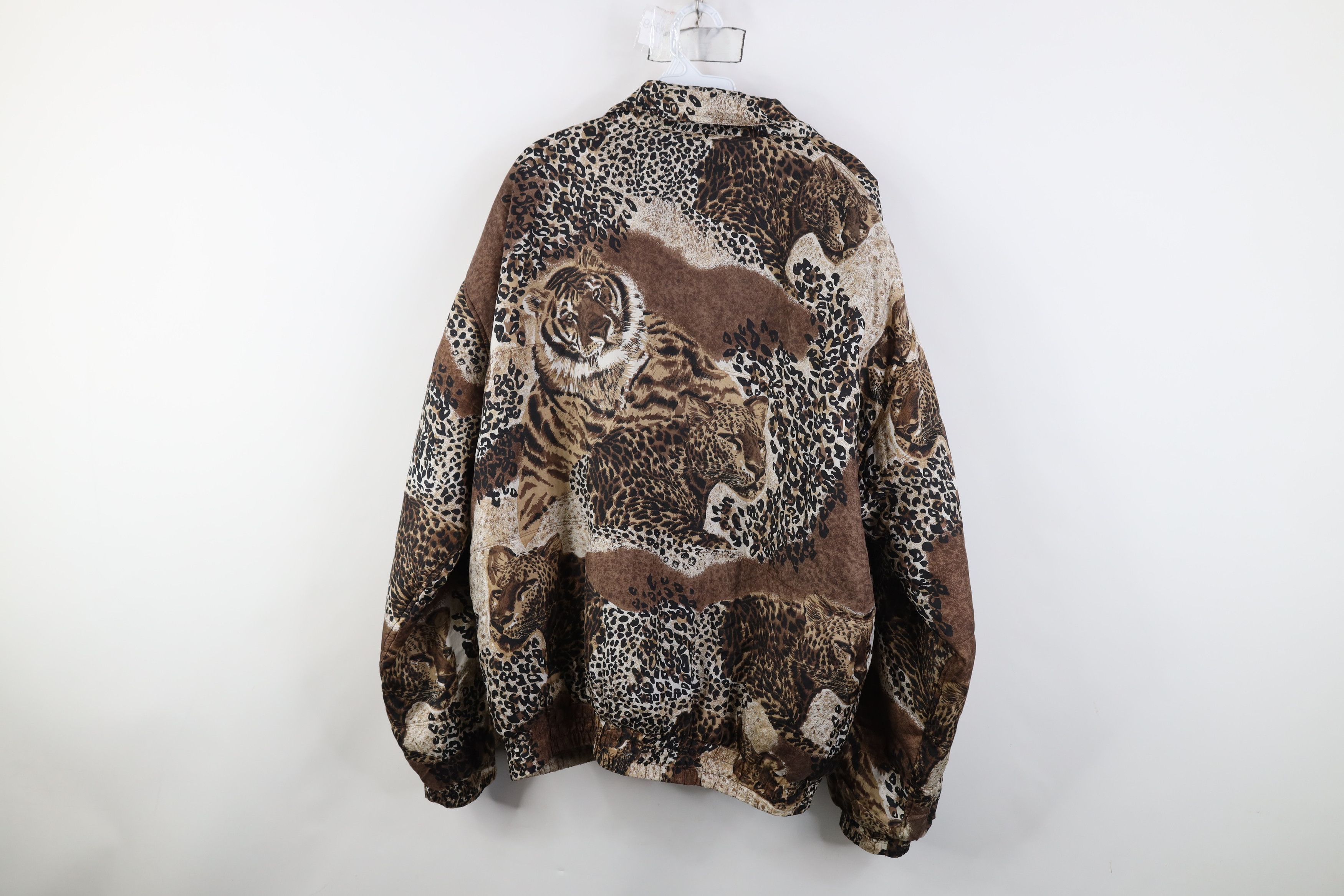 Vintage Vintage 90s Streetwear Leopard Full Zip Silk Bomber Jacket Size 3XL / US 20-22 - 12 Thumbnail