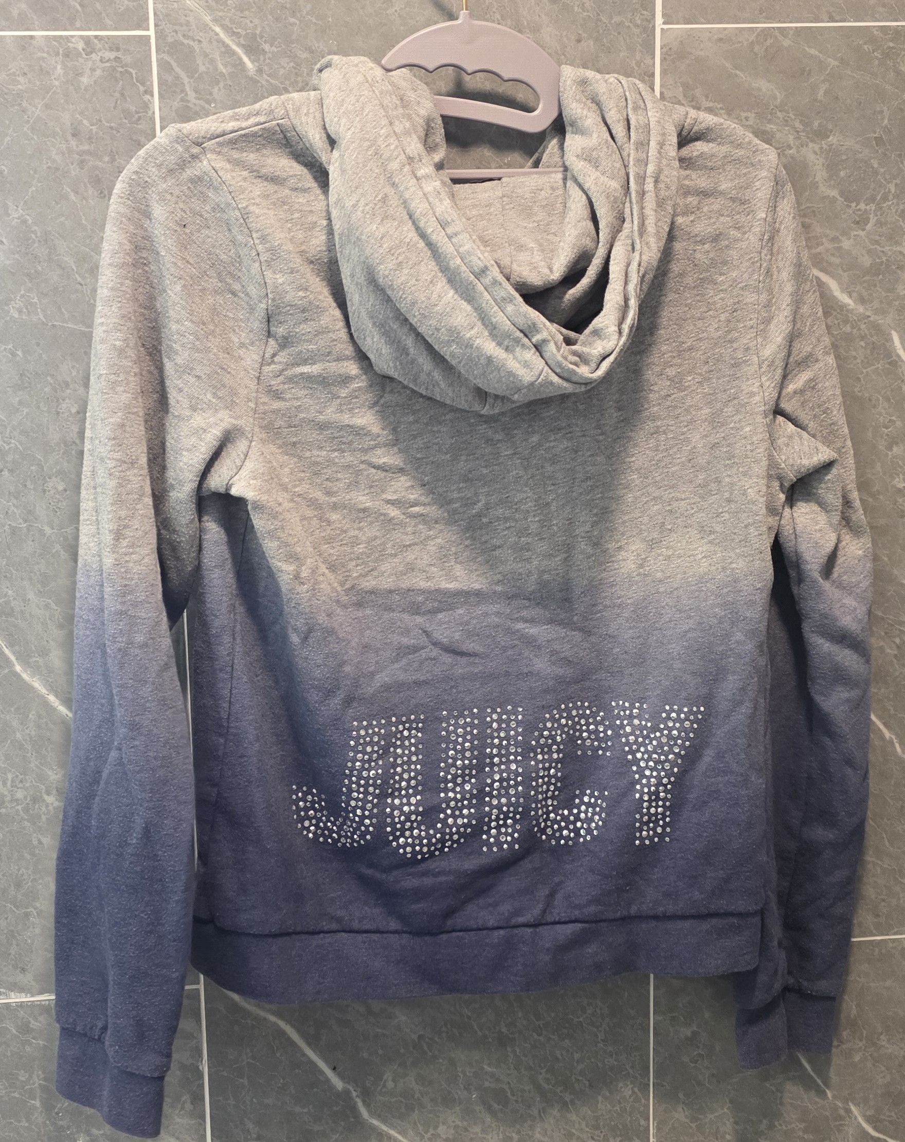 Juicy Couture Juicy Couture Gray Blue Ombre Logo Rhinestone Hoodie XS Size XS / US 0-2 / IT 36-38 - 2 Thumbnail