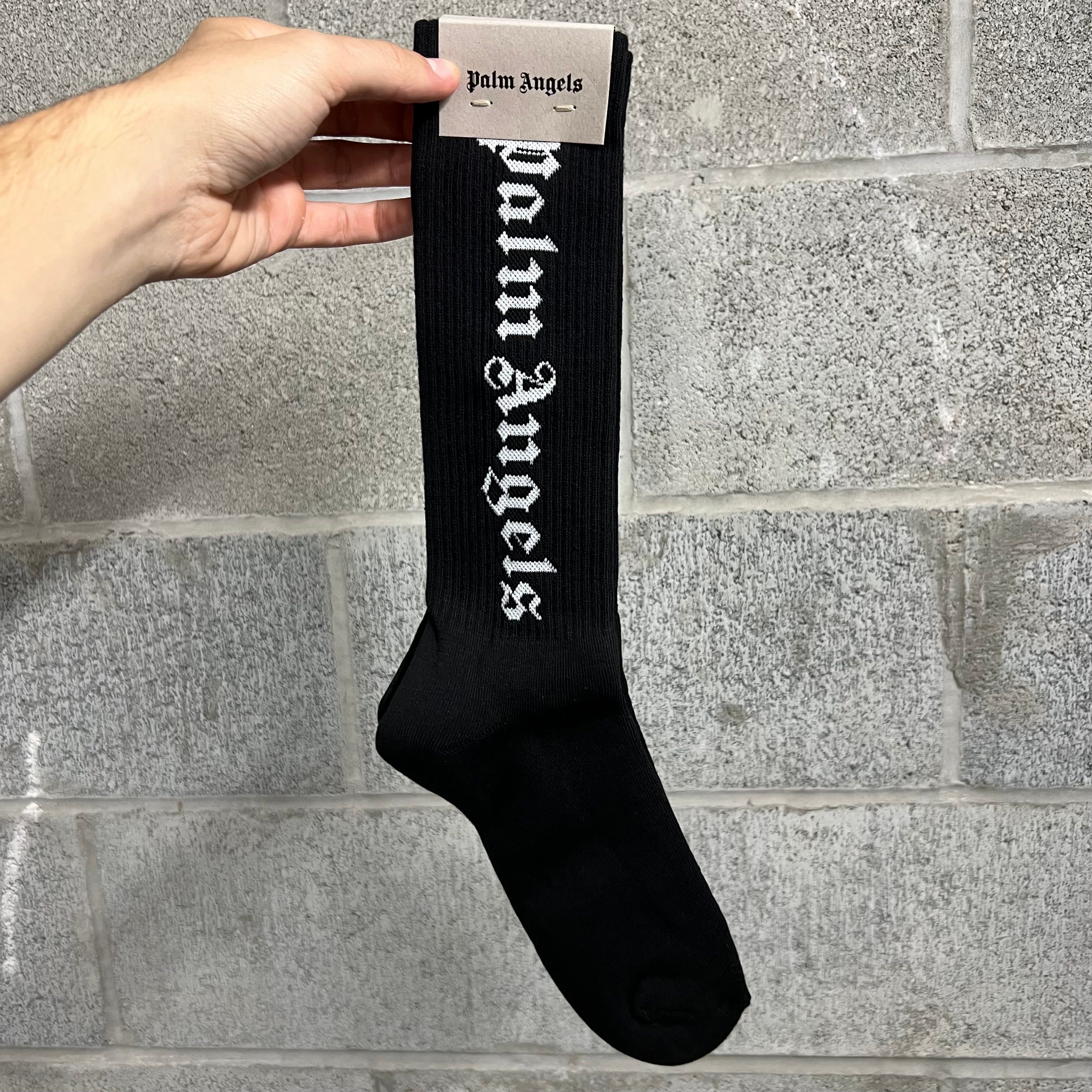 Palm Angels Palm Angels Gothic Logo Socks Black NEW Size ONE SIZE - 2 Thumbnail