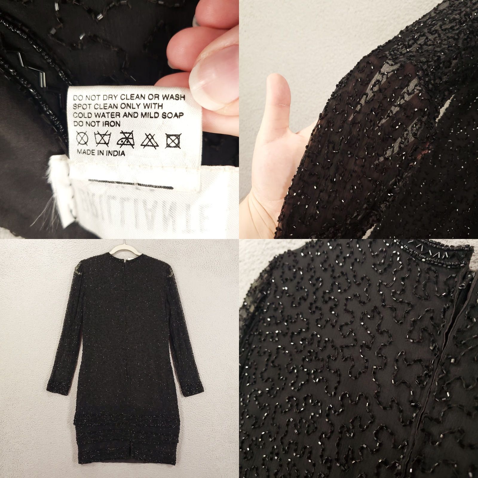 Vintage Brilliante By JA Dress Womens Small Black Silk Bead Sheer Zip Evening Cocktail Size S / US 4 / IT 40 - 8 Thumbnail