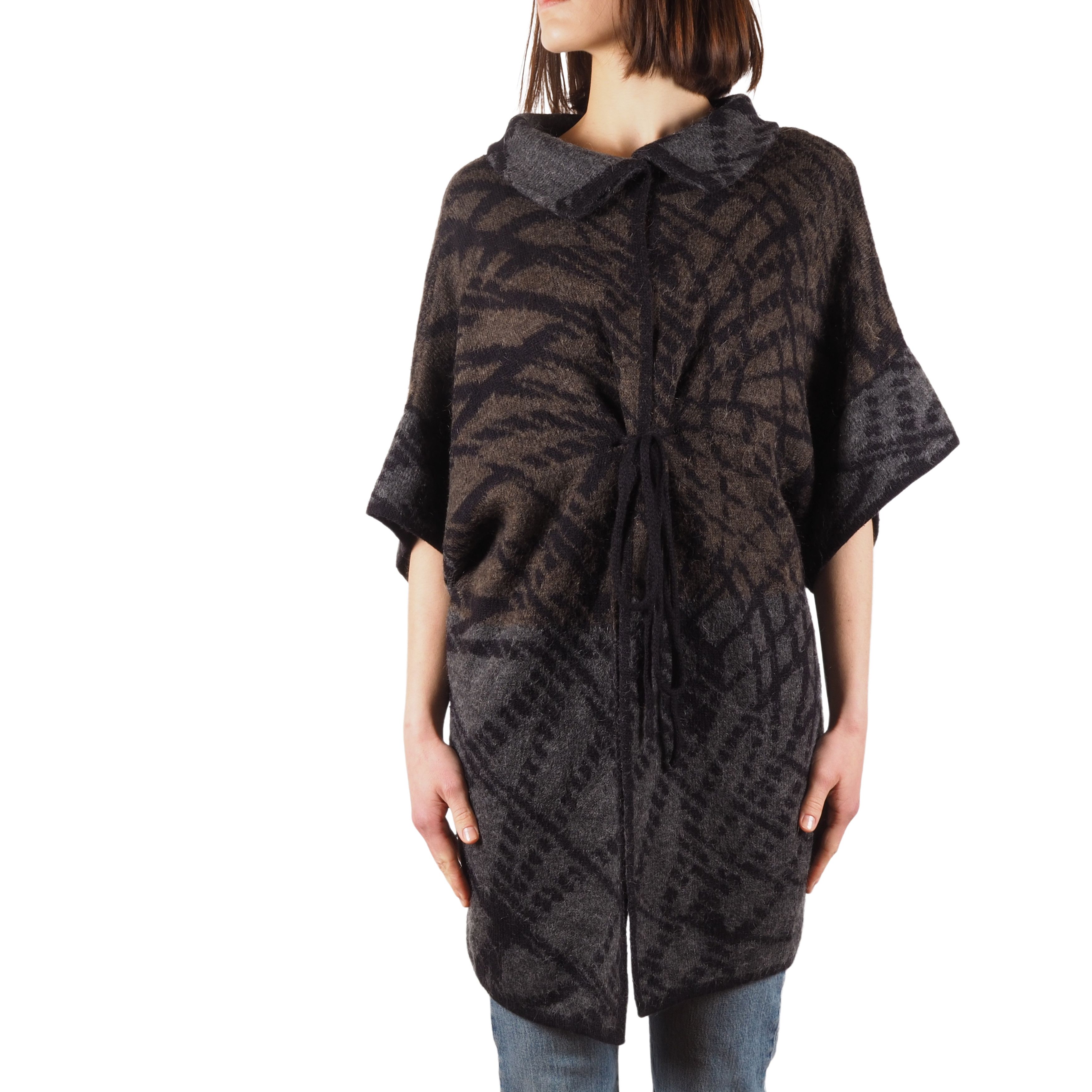 Sarah Pacini Alpaca Wool Mohair Sweater Cape Cardigan