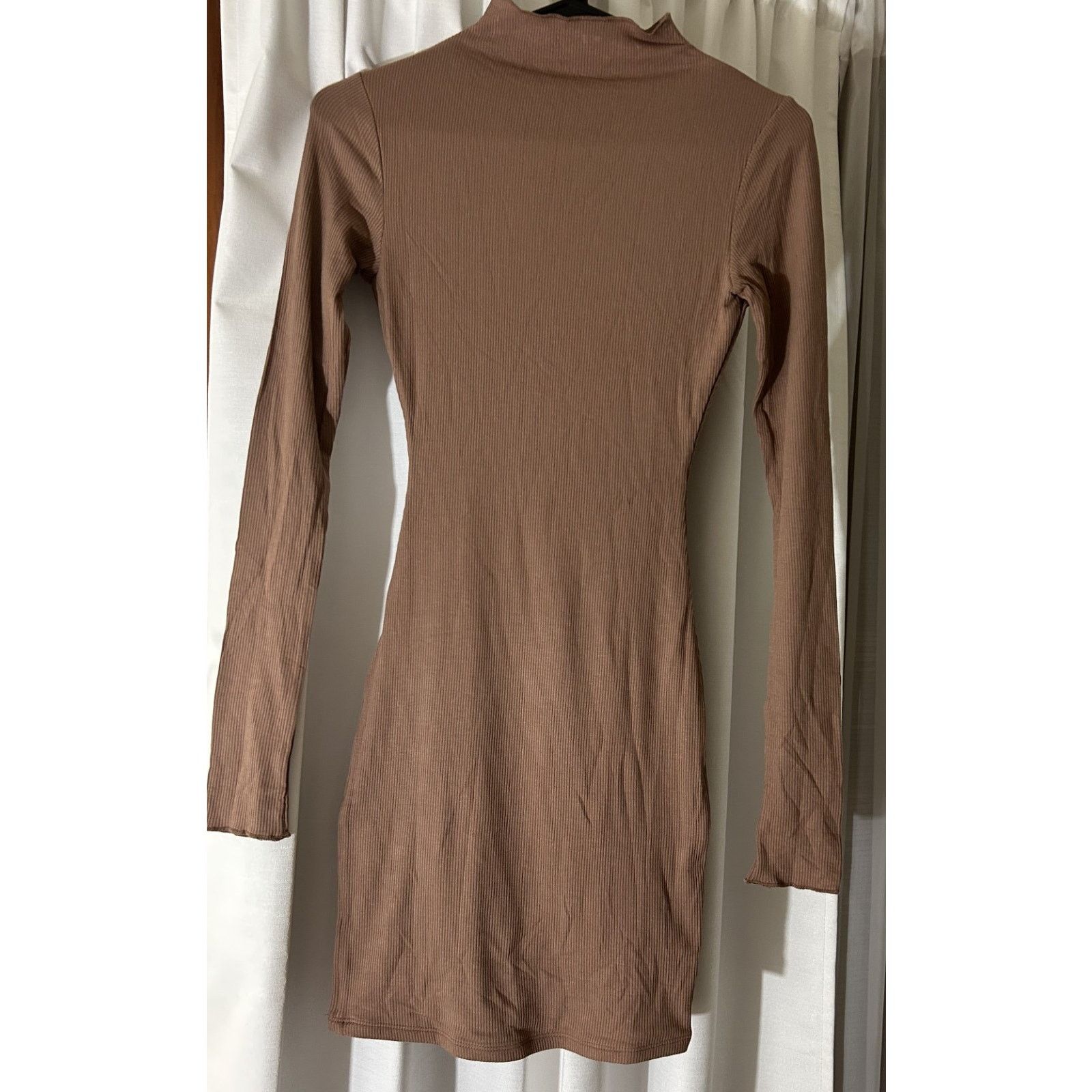 Other NWOT-Women's Naked Wardrobe Ribbed Knit Mini Dress Brown-S Size S / US 4 / IT 40 - 4 Thumbnail