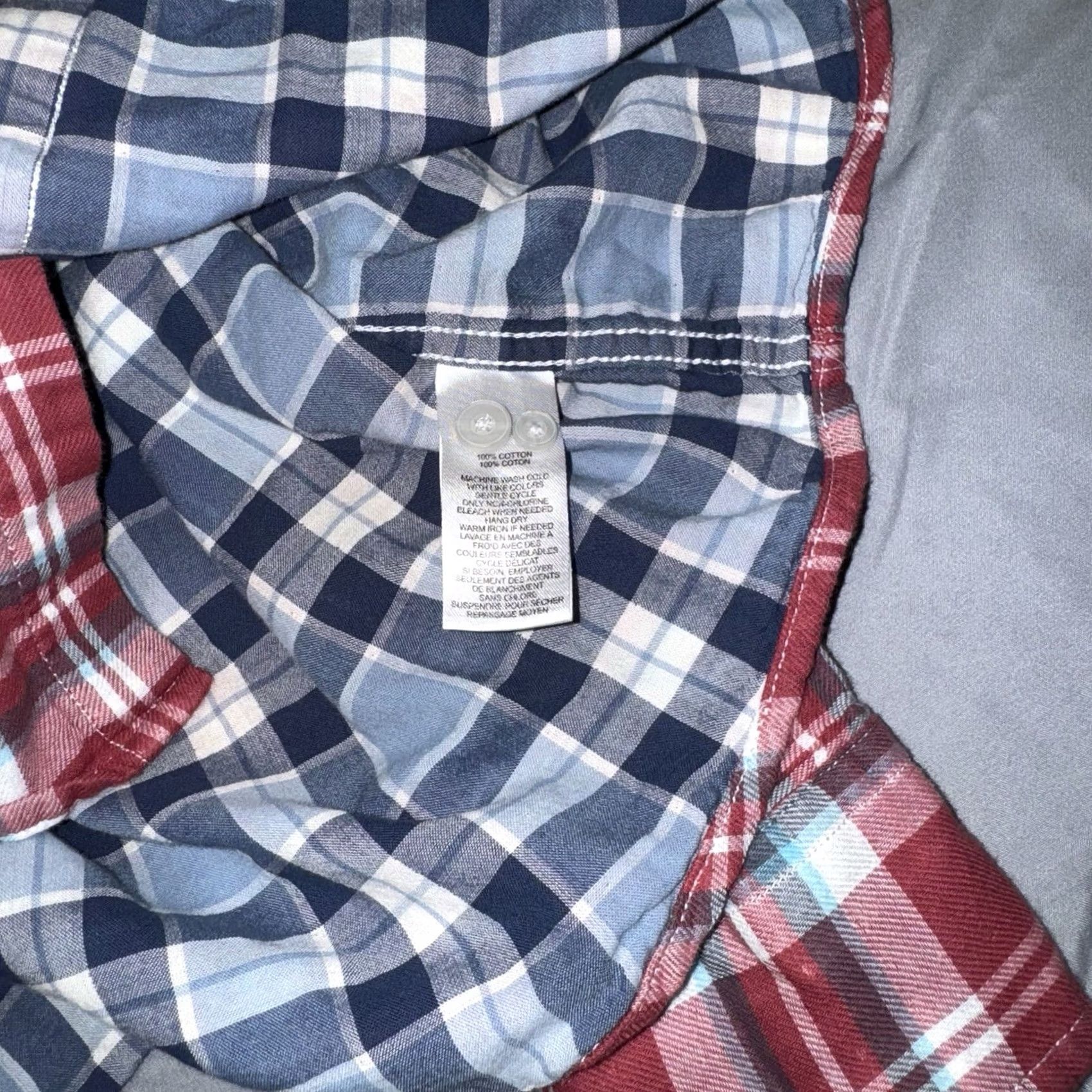 UNTUCKit UNTUCKit Shirt Mens Large Red Grey Plaid Button Up Long Sleeve Flannel Cotton Shirt Size US L / EU 52-54 / 3 - 5 Thumbnail