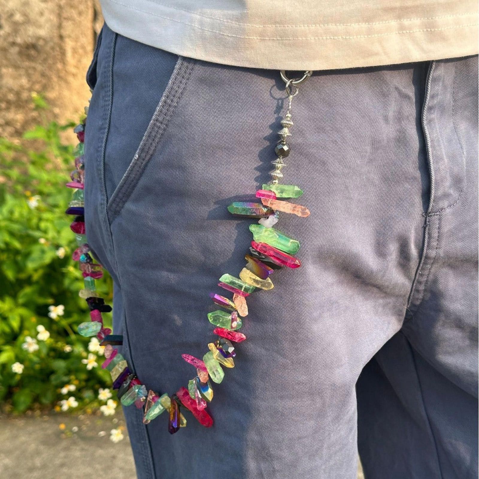 Jewelry Multicolor Crystal Beaded Wallet Chain, Pants Chain Size ONE SIZE - 1 Thumbnail