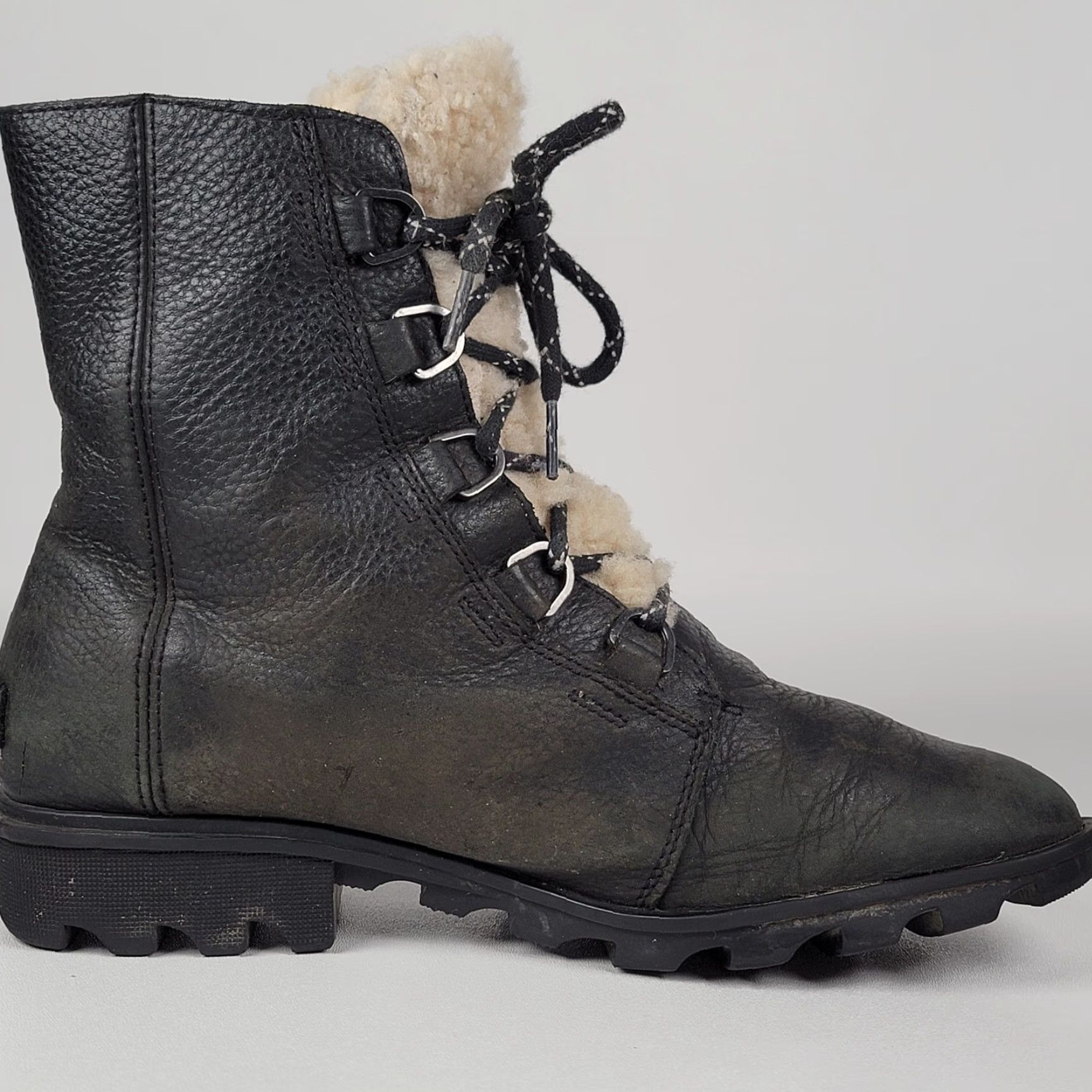 SOREL Sorel Emelie Boots Woman Snow Boot Waterproof Winter Lace Up Black 12 Mid-Calf Sheepskin Lining Rubber Outsole Womens Boots Size 32" / US 10 / IT 46 - 5 Thumbnail