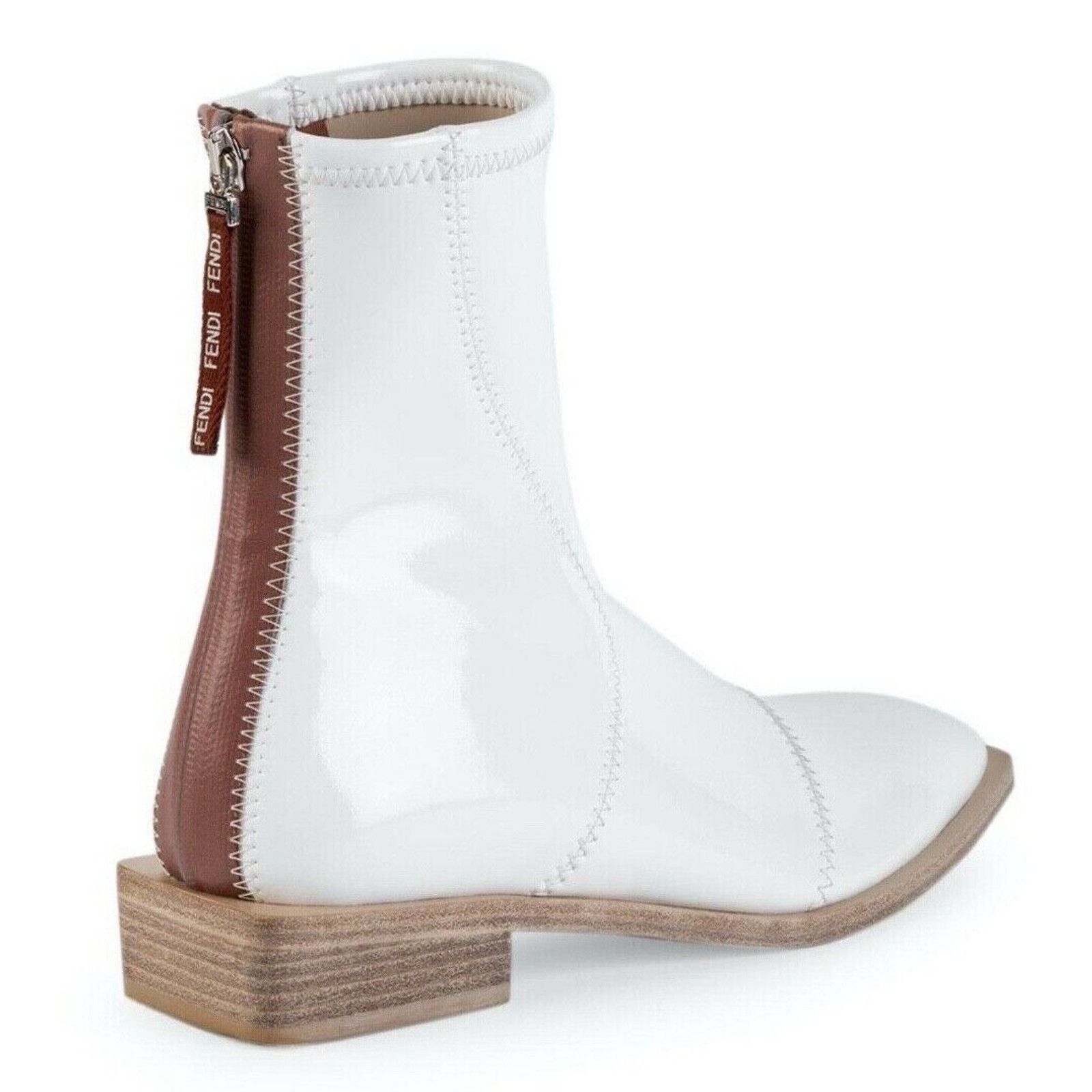 Fendi Fendi White Patent Neoprene Stretch Logo Sock Ankle Size US 6.5 / IT 36.5 - 10 Thumbnail