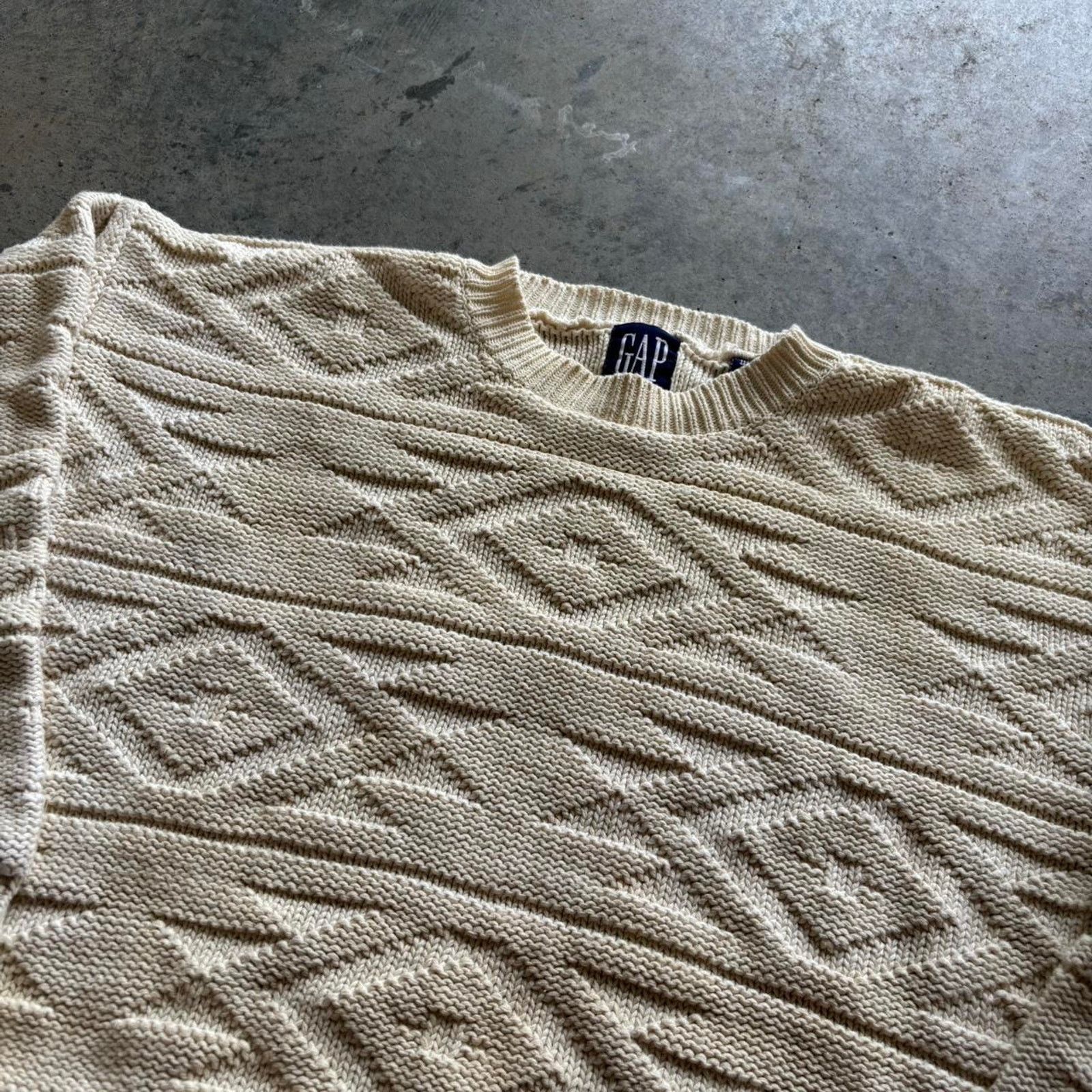 Gap × Ralph Lauren × Vintage Vintage 90s Gap 3D Knit Grandpa Style Sweater Size US M / EU 48-50 / 2 - 2 Thumbnail