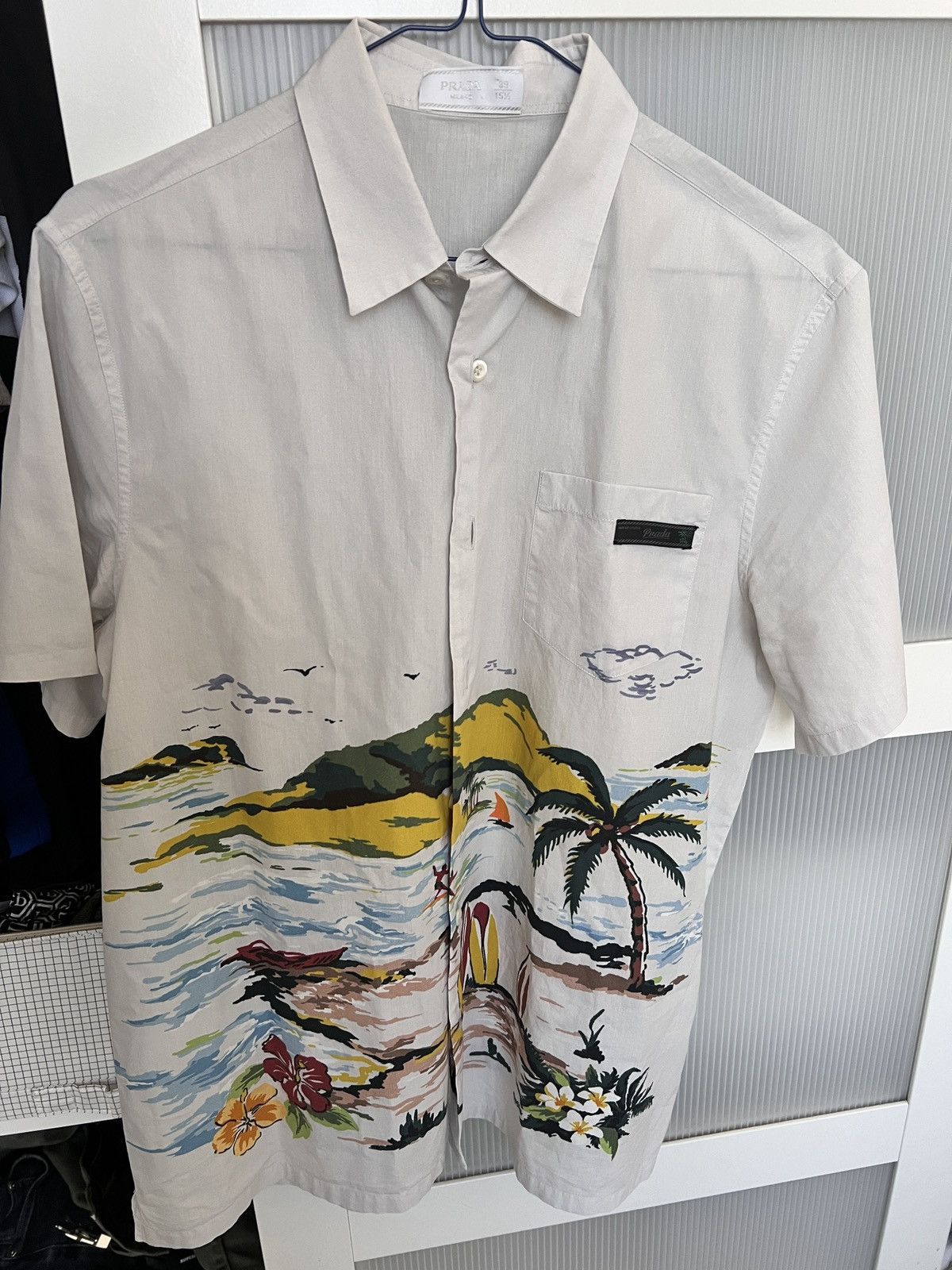 image of Prada Beach Button Up in White, Men's (Size Small)