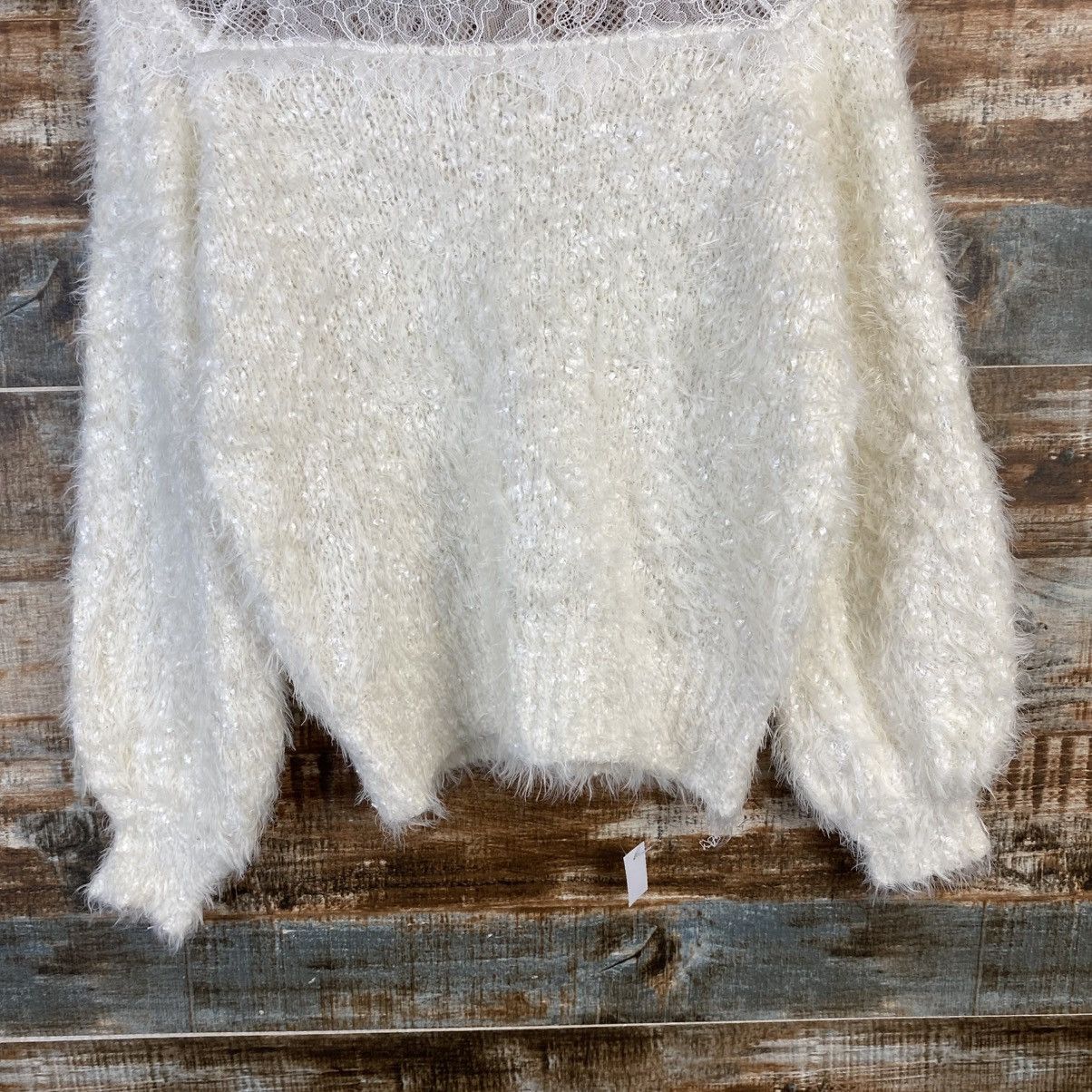 Homespun Knitwear DL Nice Claup White Mohair fur crochet Knitwear #C1102 Size S / US 4 / IT 40 - 3 Thumbnail