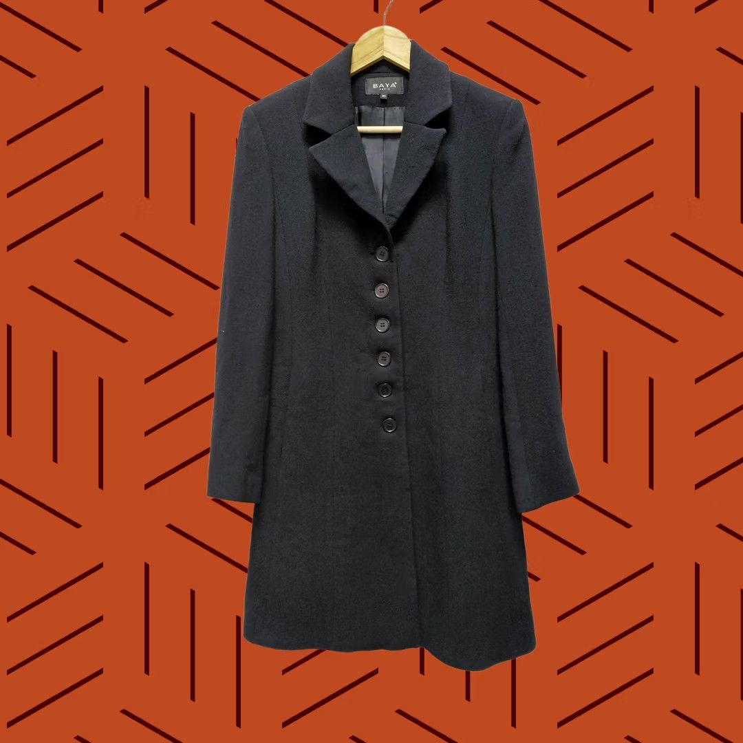 Vintage BAYA PARIS Coat Womens 30 Black Button Solid Long Sleeve Size Size 4XL / US 24-26 - 1 Thumbnail