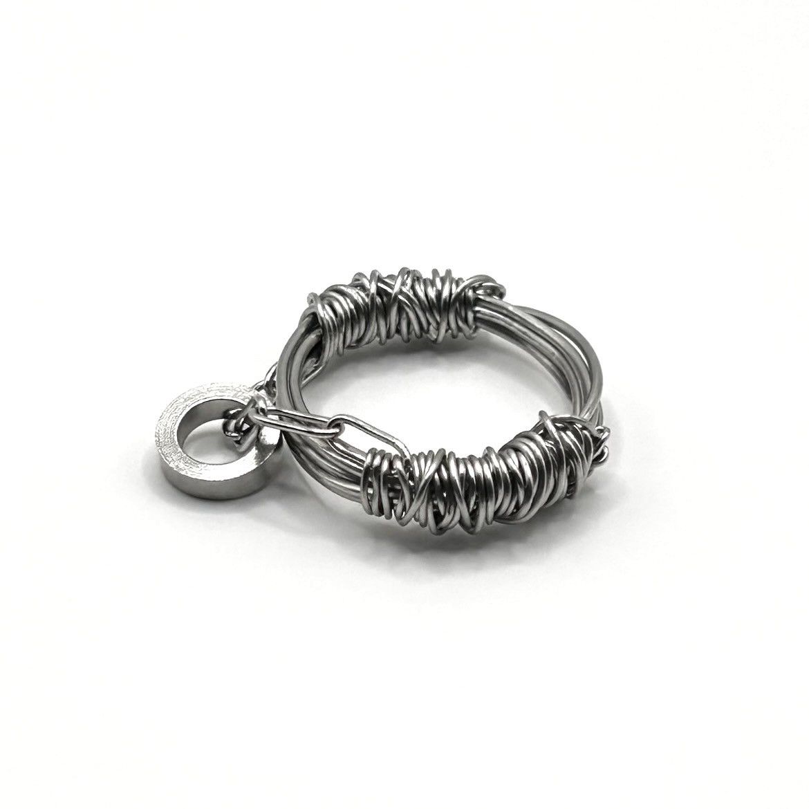 Seditionaries Handmade Stainless Steel Wire Ring with Pendant erd chrome Size ONE SIZE - 3 Thumbnail