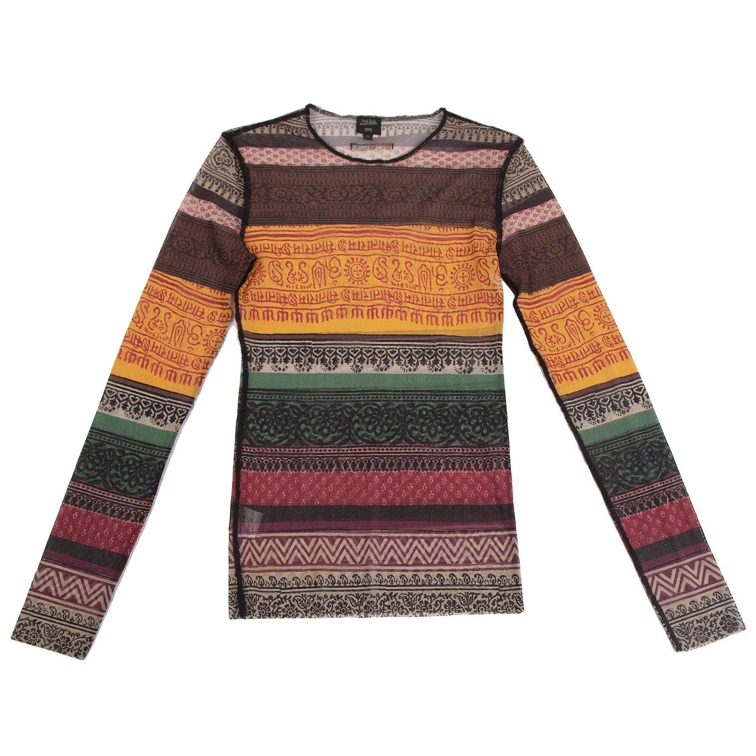 Pattern Print Power Net T-Shirt Multi Color Size 48