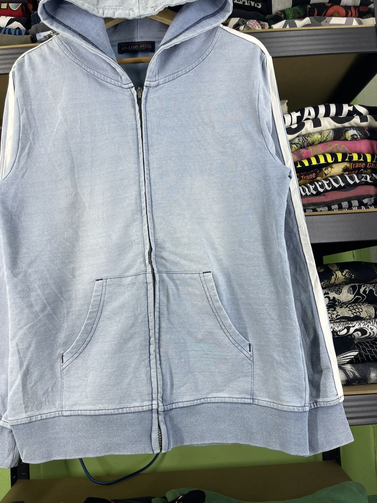 In The Attic Vintage In The Attic Zip Hoodie White Stripes Size US L / EU 52-54 / 3 - 6 Thumbnail