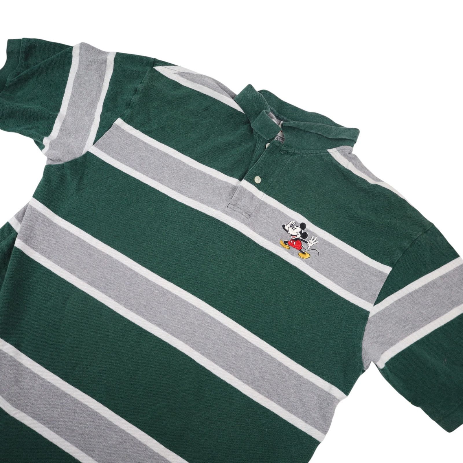 Disney × Vintage Vintage 90s Disney Mickey Varsity Squad Striped Polo Shirt Size US XL / EU 56 / 4 - 2 Thumbnail