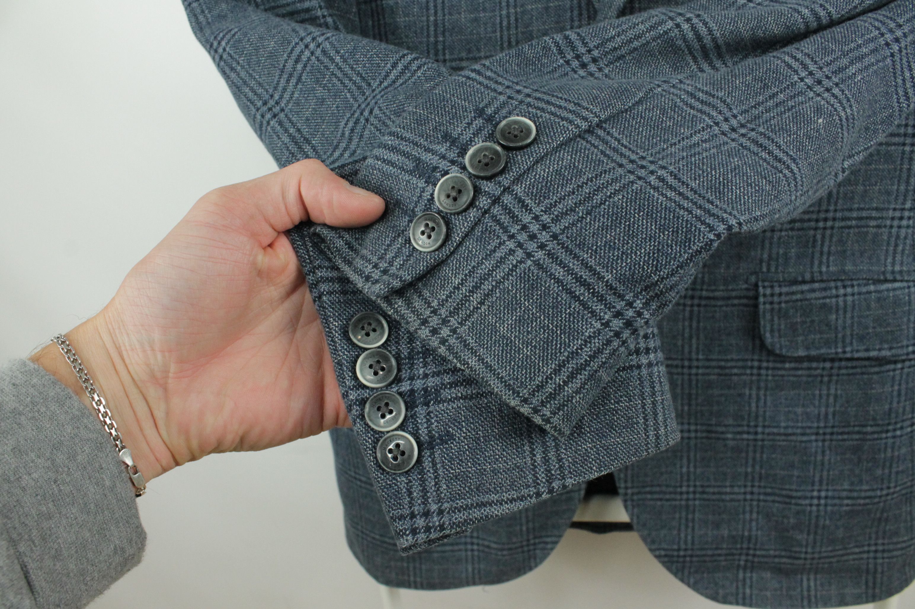 Hackett Hackett London Brushed Blue Cheked Cotton Blazer Jacket Size US M / EU 48-50 / 2 - 4 Thumbnail