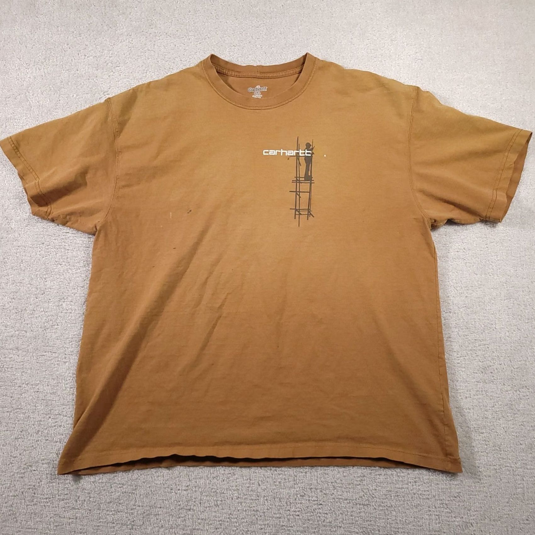 Carhartt VINTAGE Carhartt T-Shirt Mens 2XL Brown Graphic Short Sleeve Work Grunge Double Sided Size US XXL / EU 58 / 5 - 2 Thumbnail