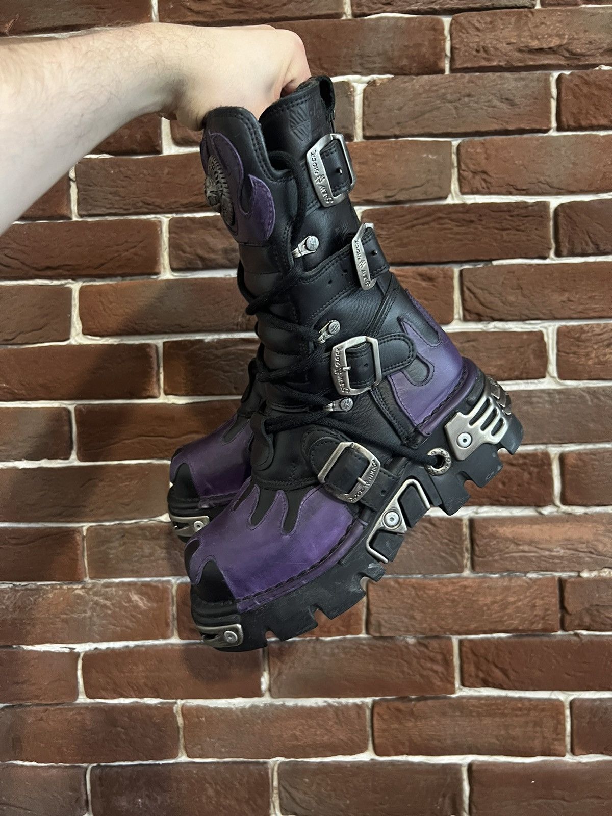 Vintage New Rock Flames 00s Boots Avant Garde Platfrom Vintage Size US 7 / IT 37 - 5 Thumbnail