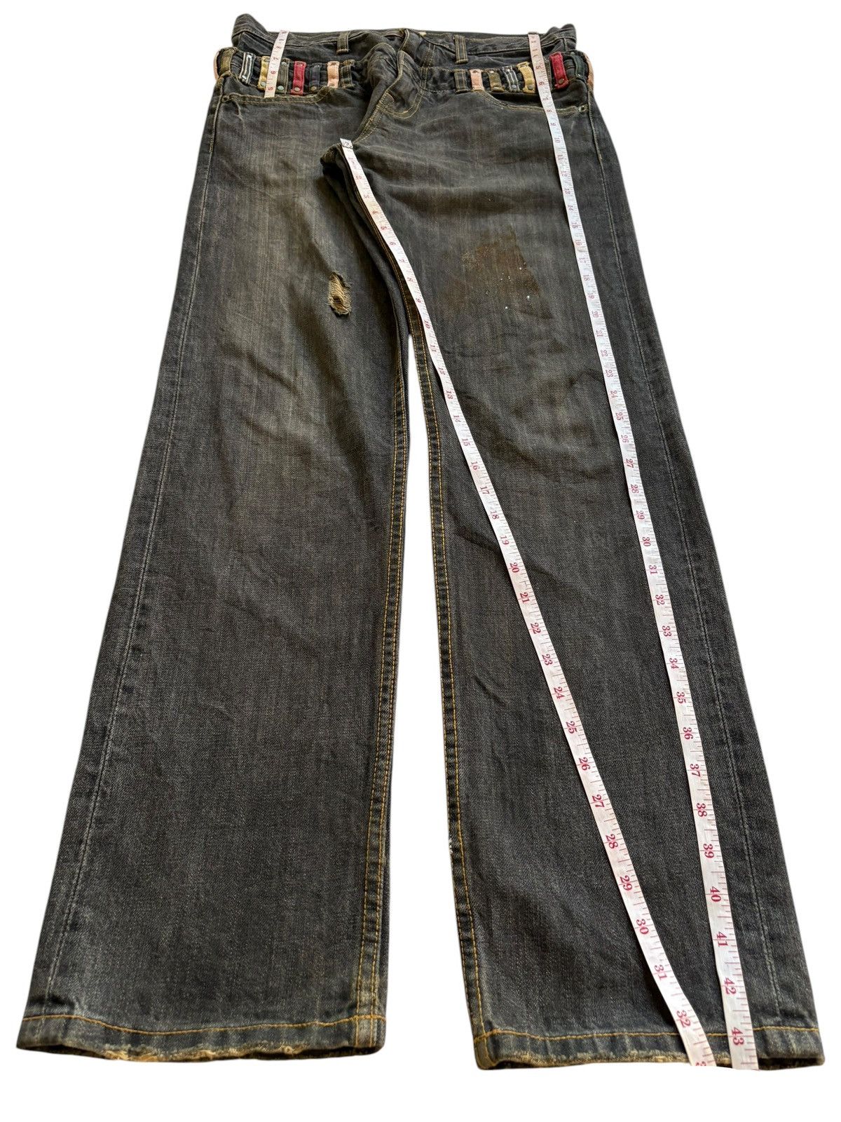 Japanese Brand Vintage Japanese Brand Double Waist Rusty Mud Wash Jeans Size US 32 / EU 48 - 13 Thumbnail