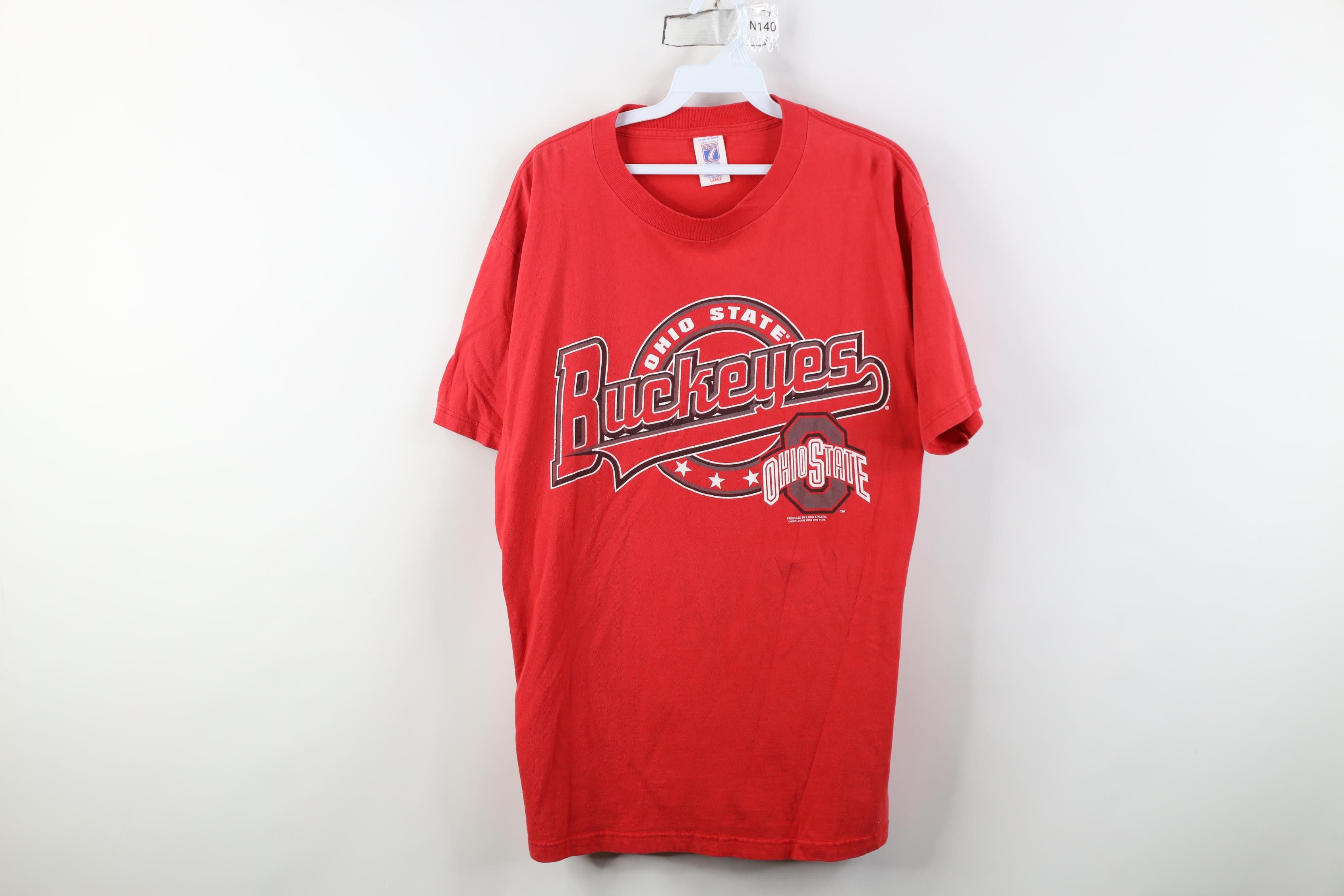 Vintage Vintage 90s Spell Script Ohio State University T-Shirt Red Size US L / EU 52-54 / 3 - 1 Thumbnail