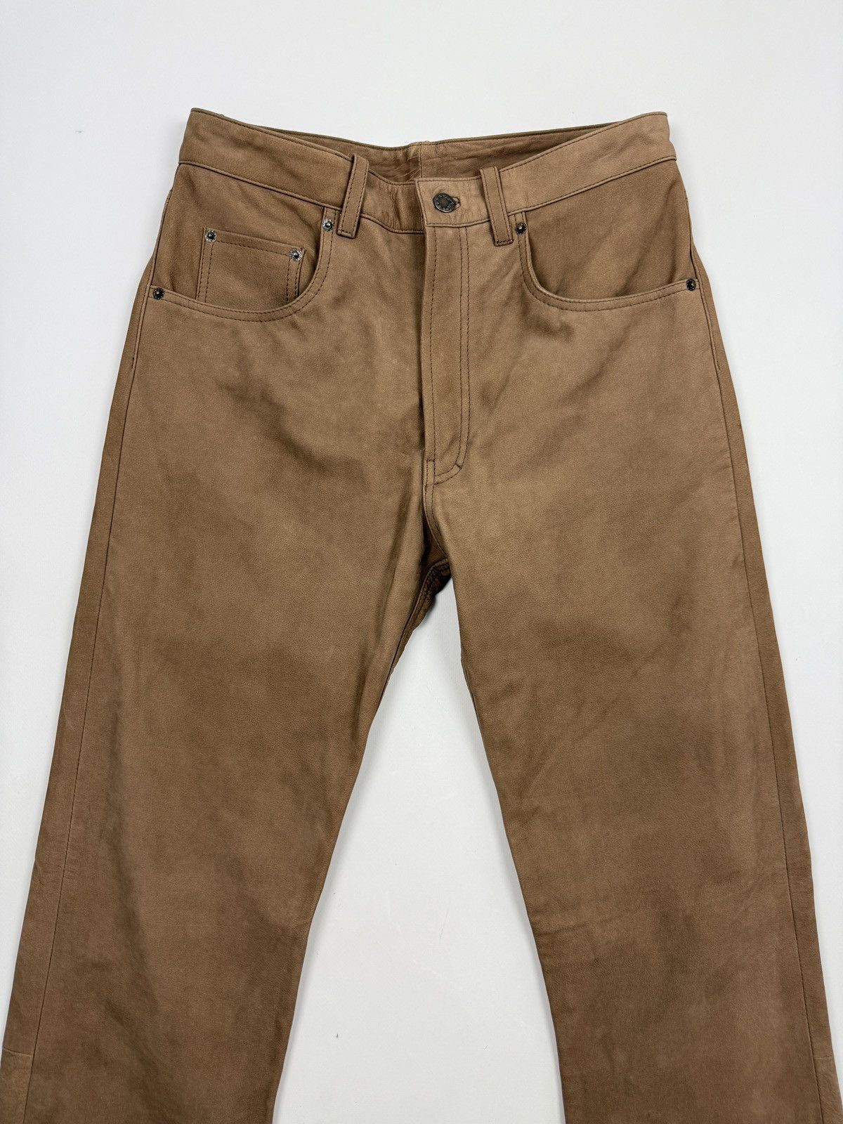 Vintage 1990’s Vintage Ricano Brown Leather Biker Rider Pants 30X32 Size US 30 / EU 46 - 4 Thumbnail