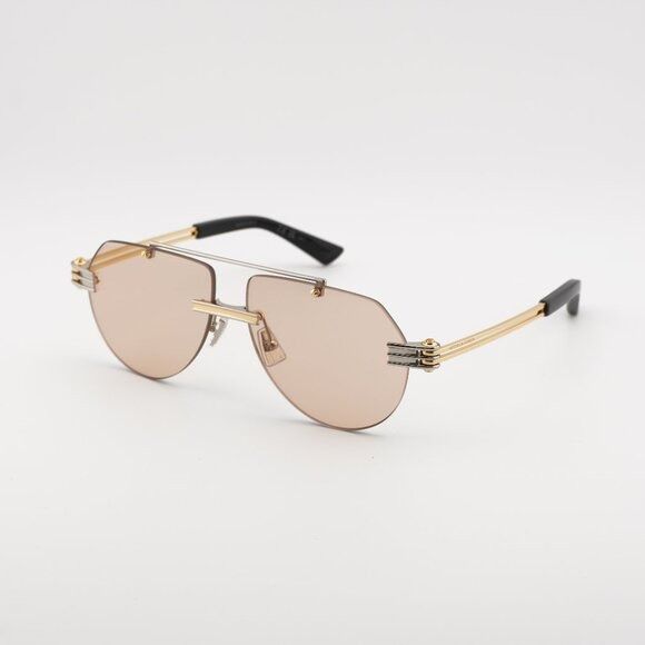 Bottega Veneta Bottega Veneta BV1342S 002 Sunglasses Silver/Gold Aviator Size ONE SIZE - 3 Thumbnail