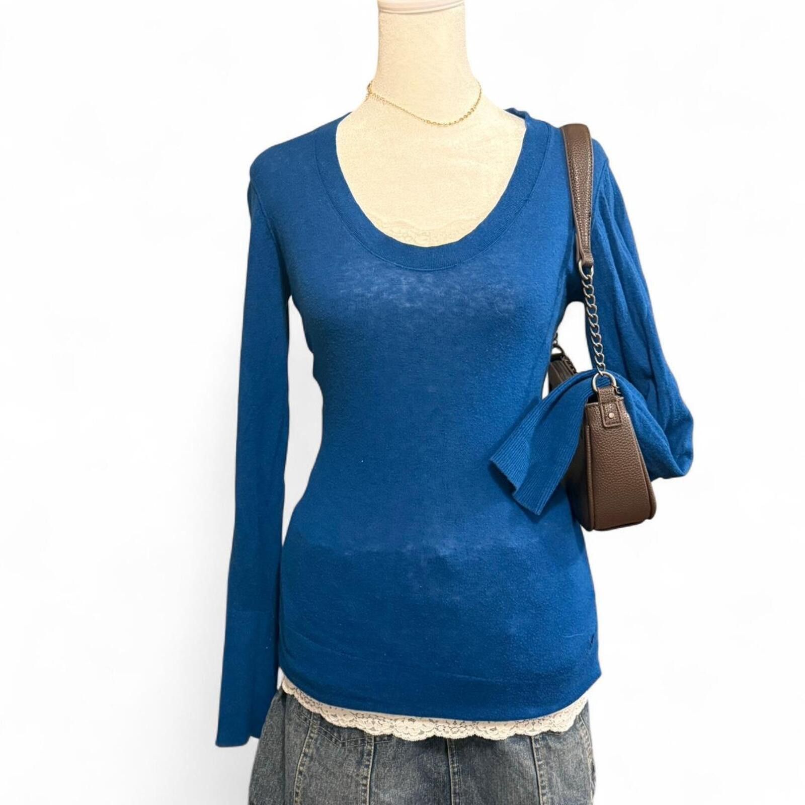 American Eagle Outfitters American Eagle Outfitters Blue V-Neck Sweater Size M / US 6-8 / IT 42-44 - 1 Thumbnail