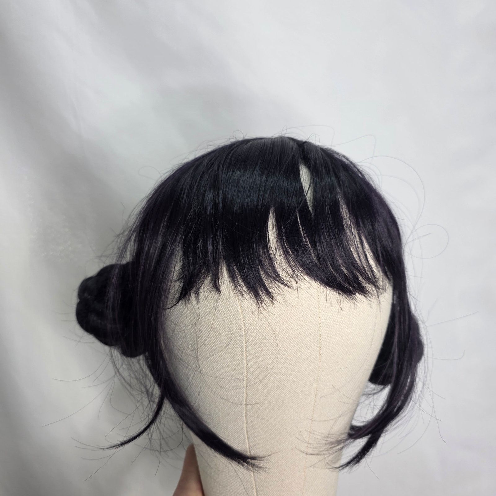 Other Short Black Purple Cosplay Wig with 2 Buns for Women Size ONE SIZE - 2 Thumbnail