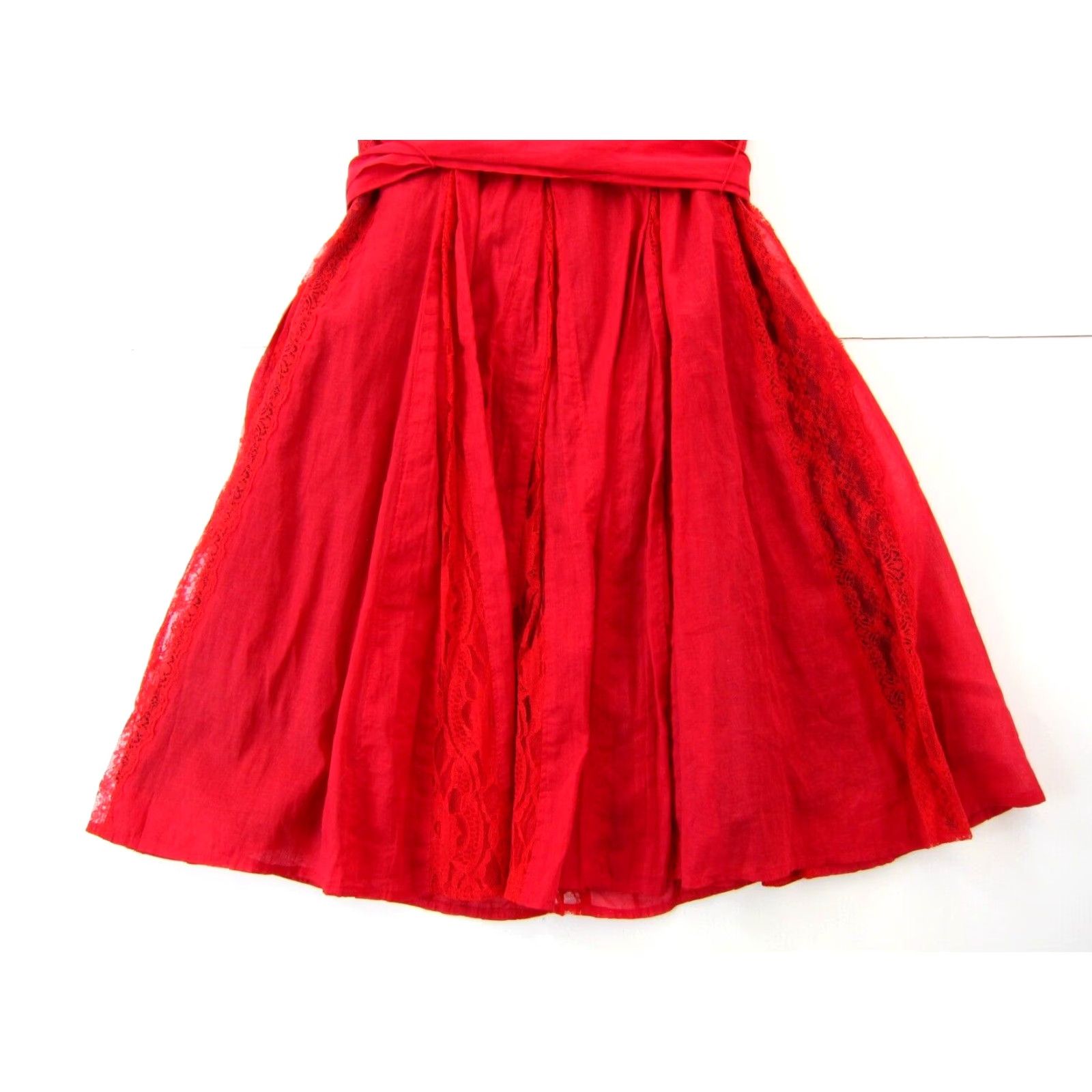 Anthropologie Moulinette Soeurs Anthropologie Red Cotton Lace Strapless Sheath Dress 2 Size XS / US 0-2 / IT 36-38 - 5 Thumbnail