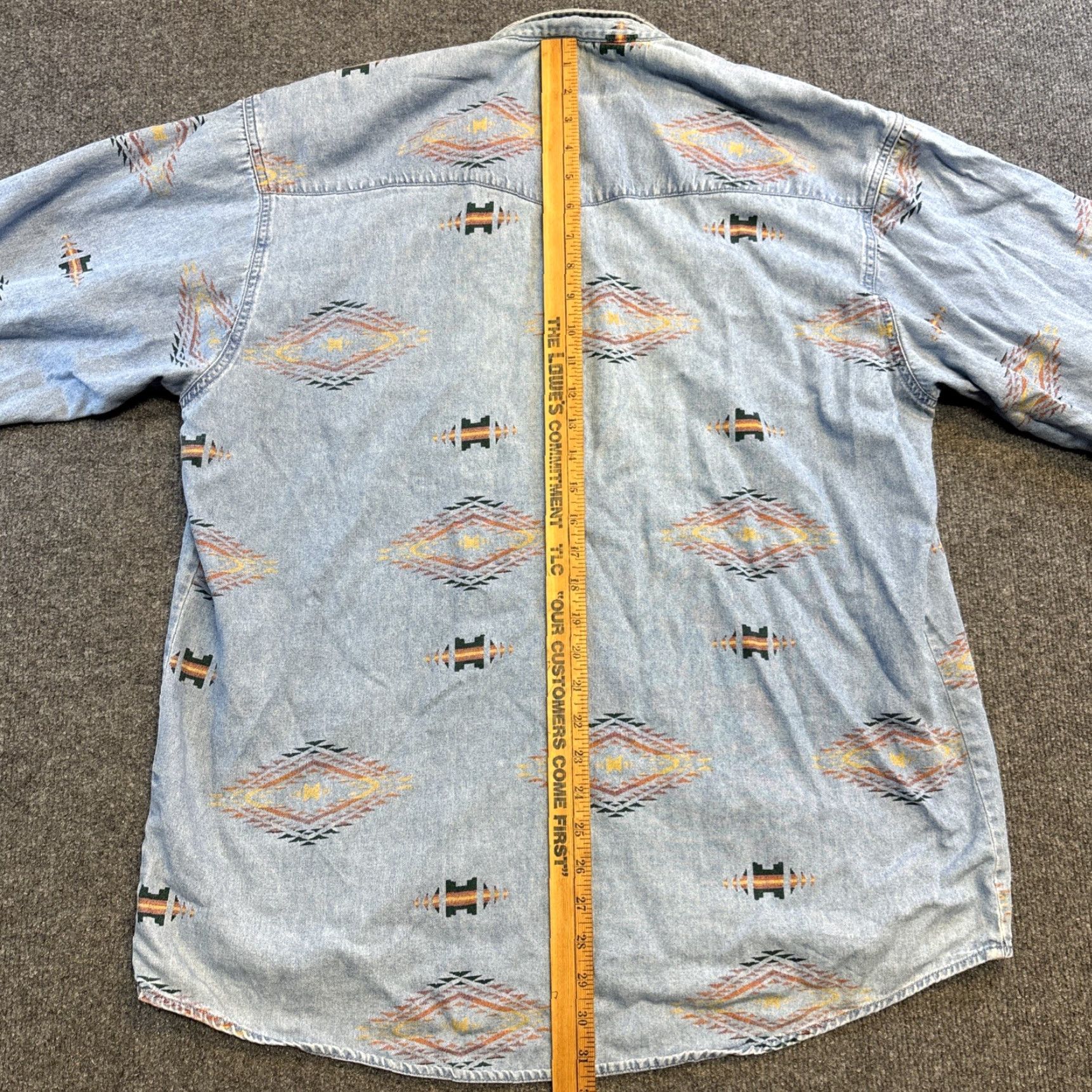 Wrangler VINTAGE Wrangler Denim Jacket Aztec Geometric Print Mens L Blue Snap Button Jacket Size US L / EU 52-54 / 3 - 7 Thumbnail